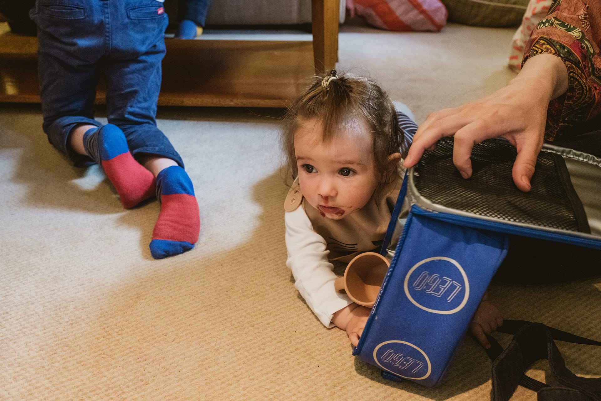 little girl face covered in chocolate at Alpheton Barns