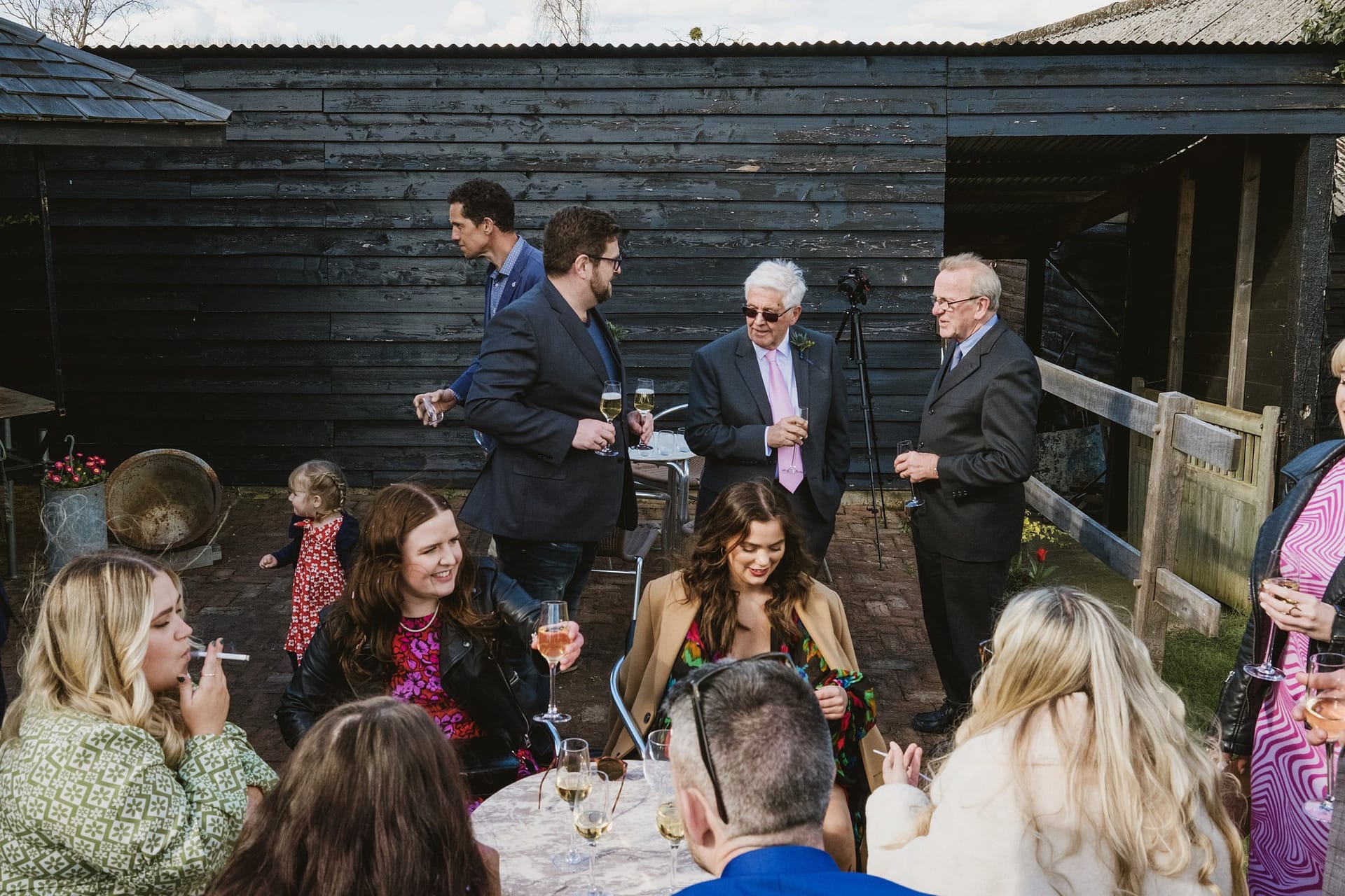 wedding reception in gardens of Alpheton Barns