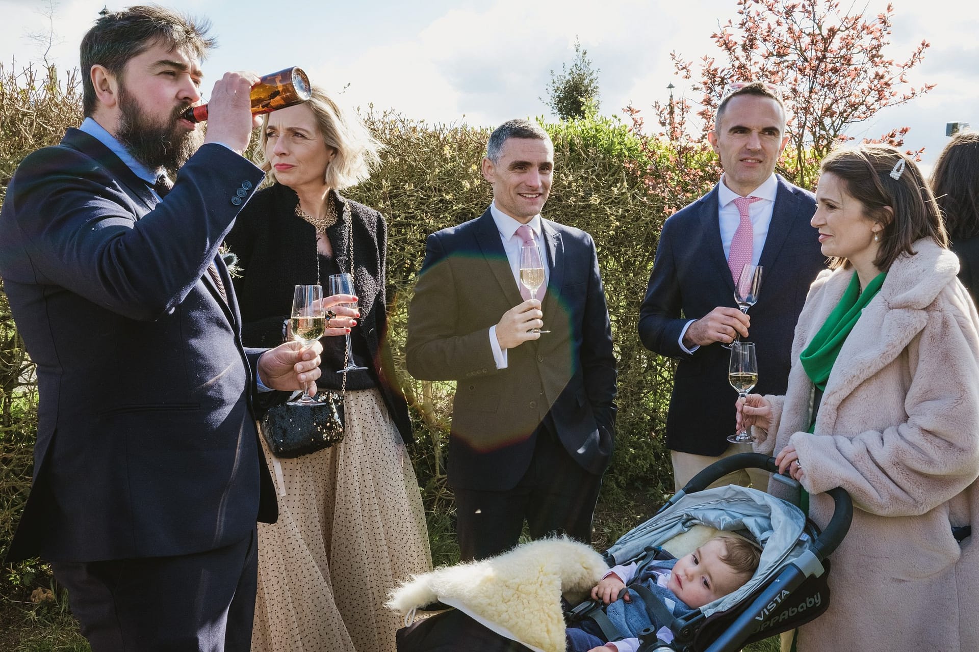 wedding guests at Alpheton Barns