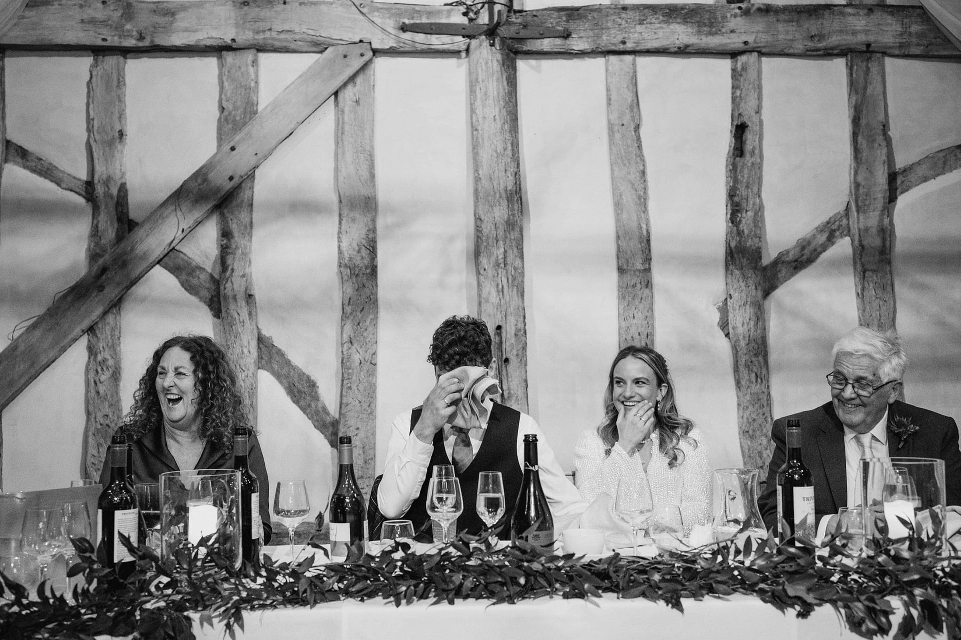 Alpheton Barns wedding speeches, groom getting emotional