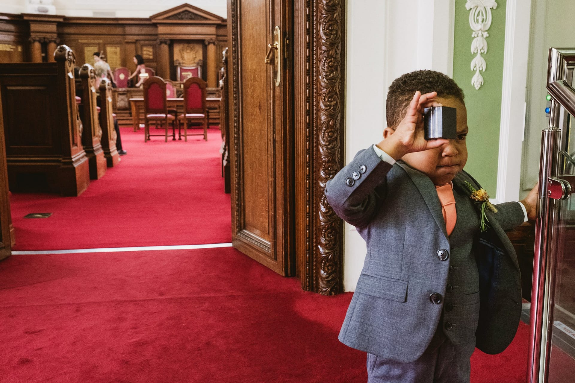 page boy and the wedding rings at islington town hall