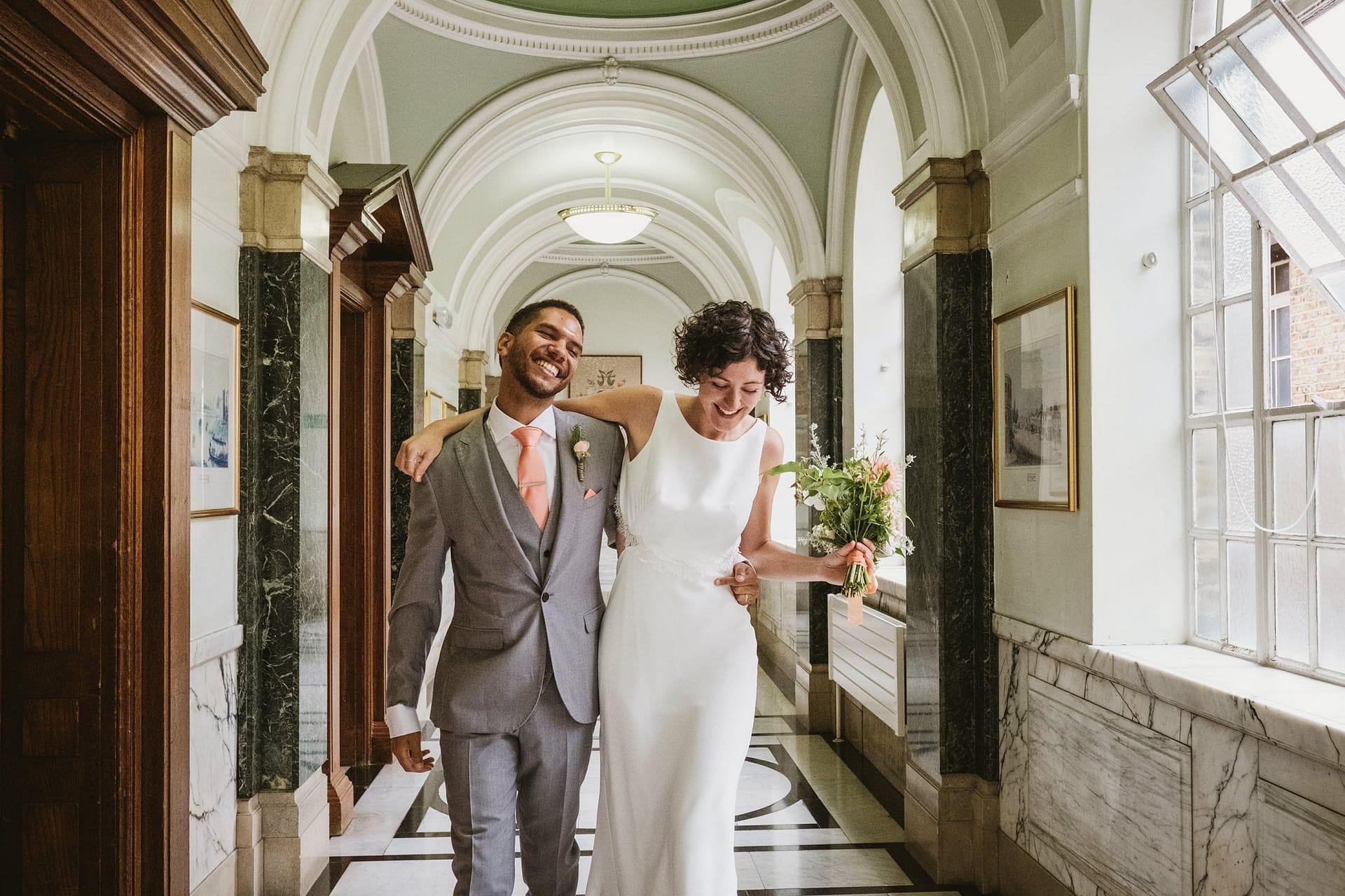 bride and groom at Islington Town Hall