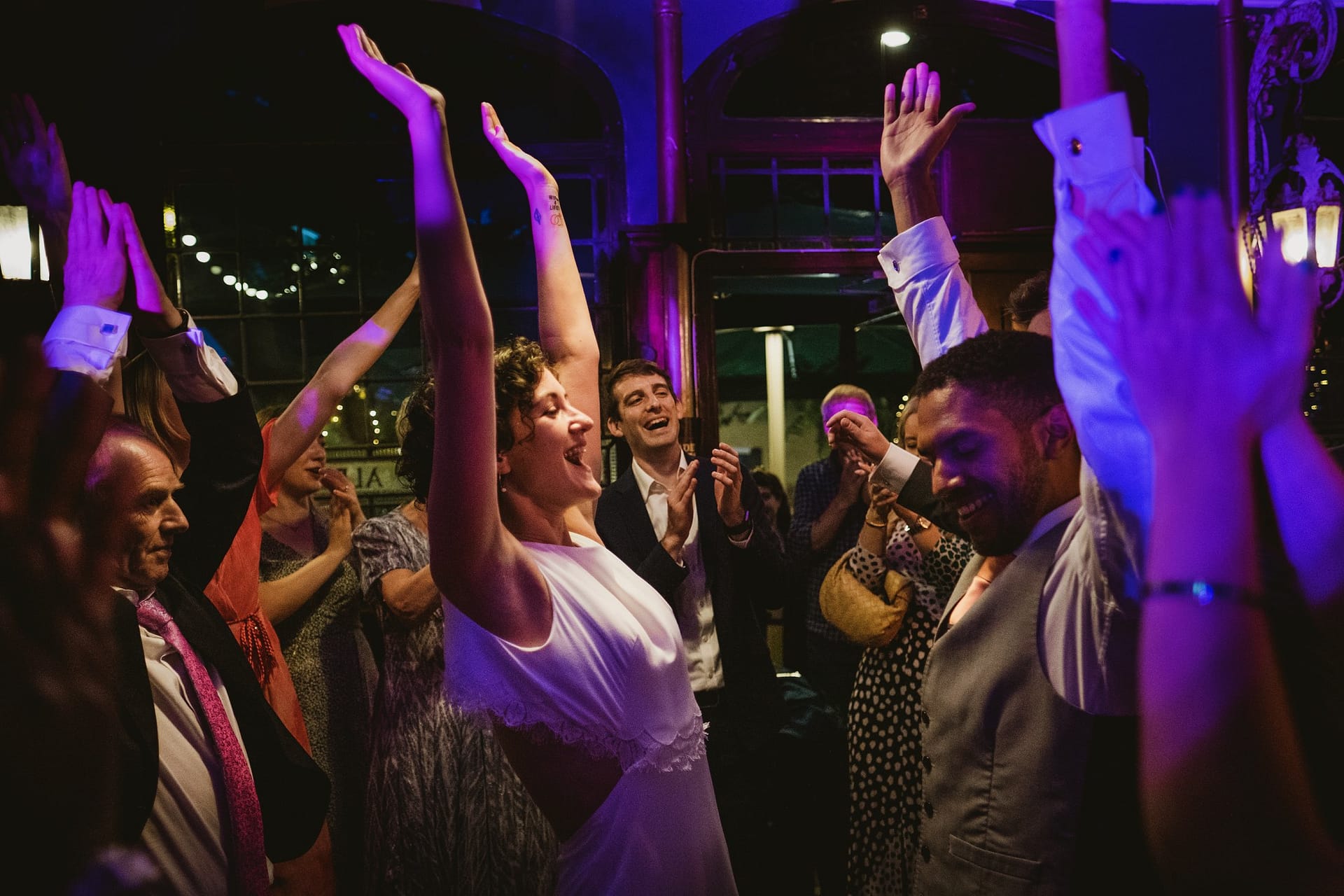 bride and groom on pub dance floor at Prince Albert Camden