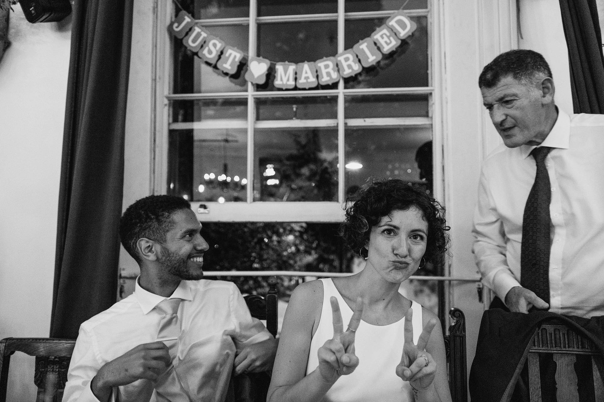 Prince Albert Camden bride communicating with the camera