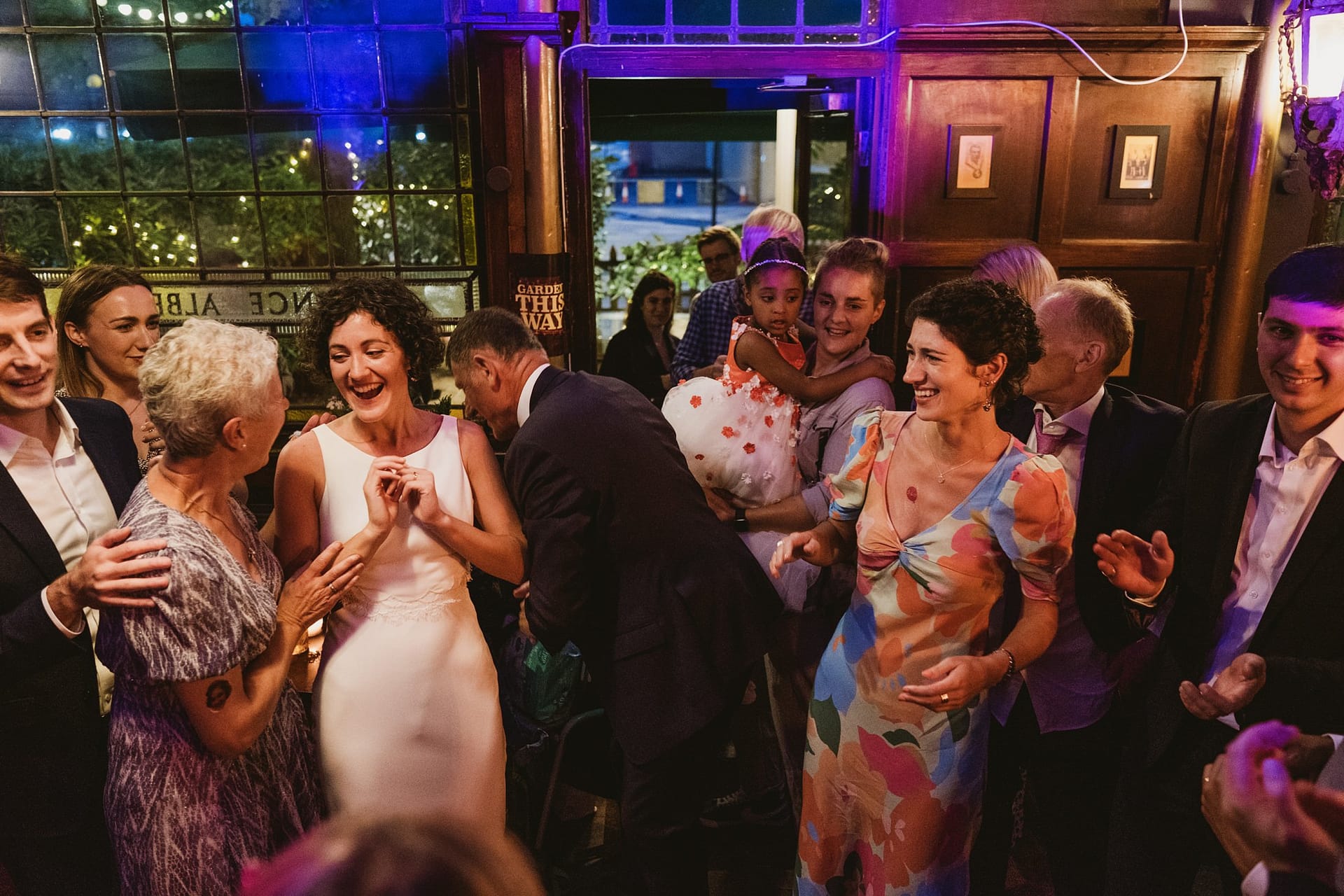 bride at her wedding reception at Prince Albert pub in london
