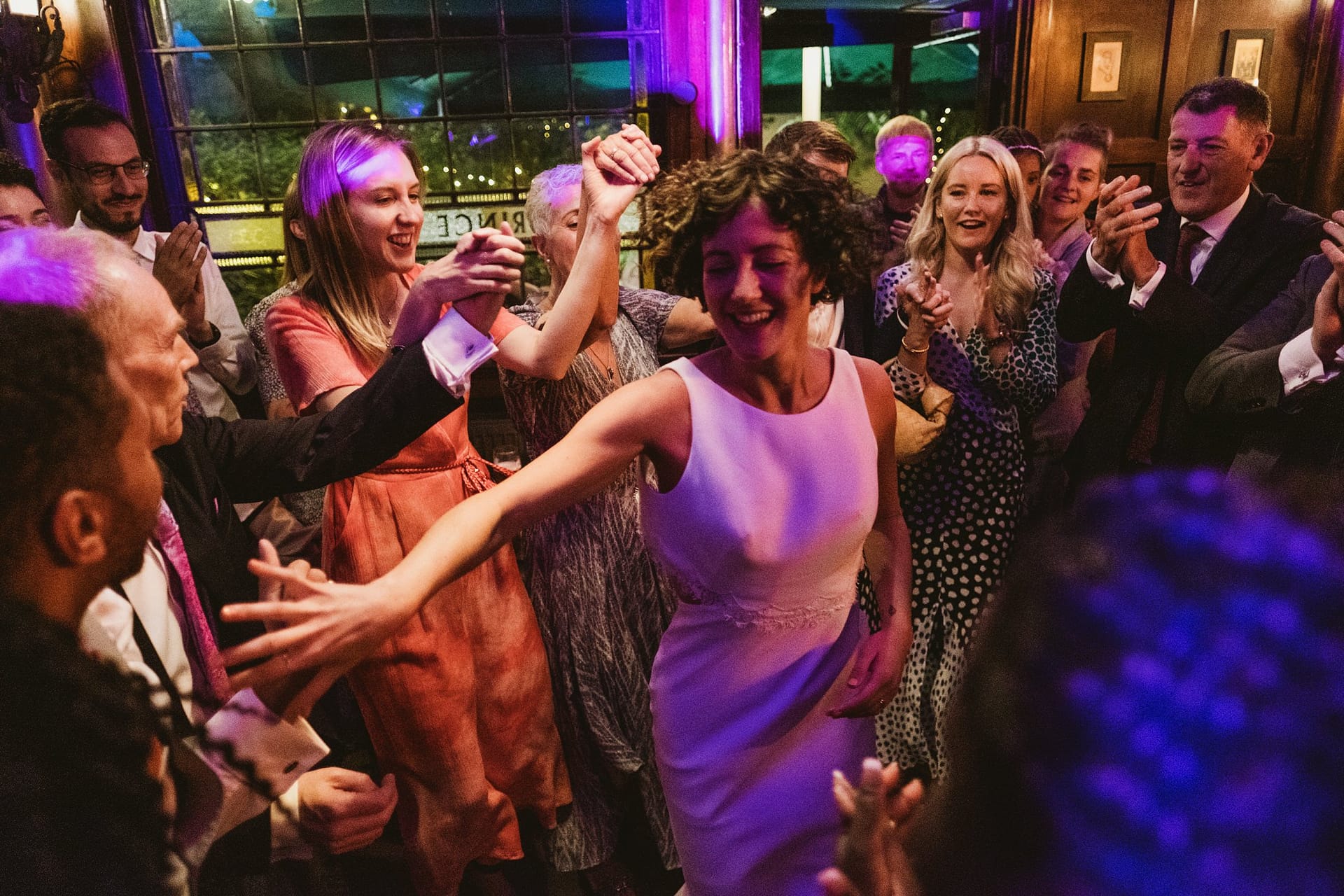 bride on dance floor at the Prince Albert pub wedding reception