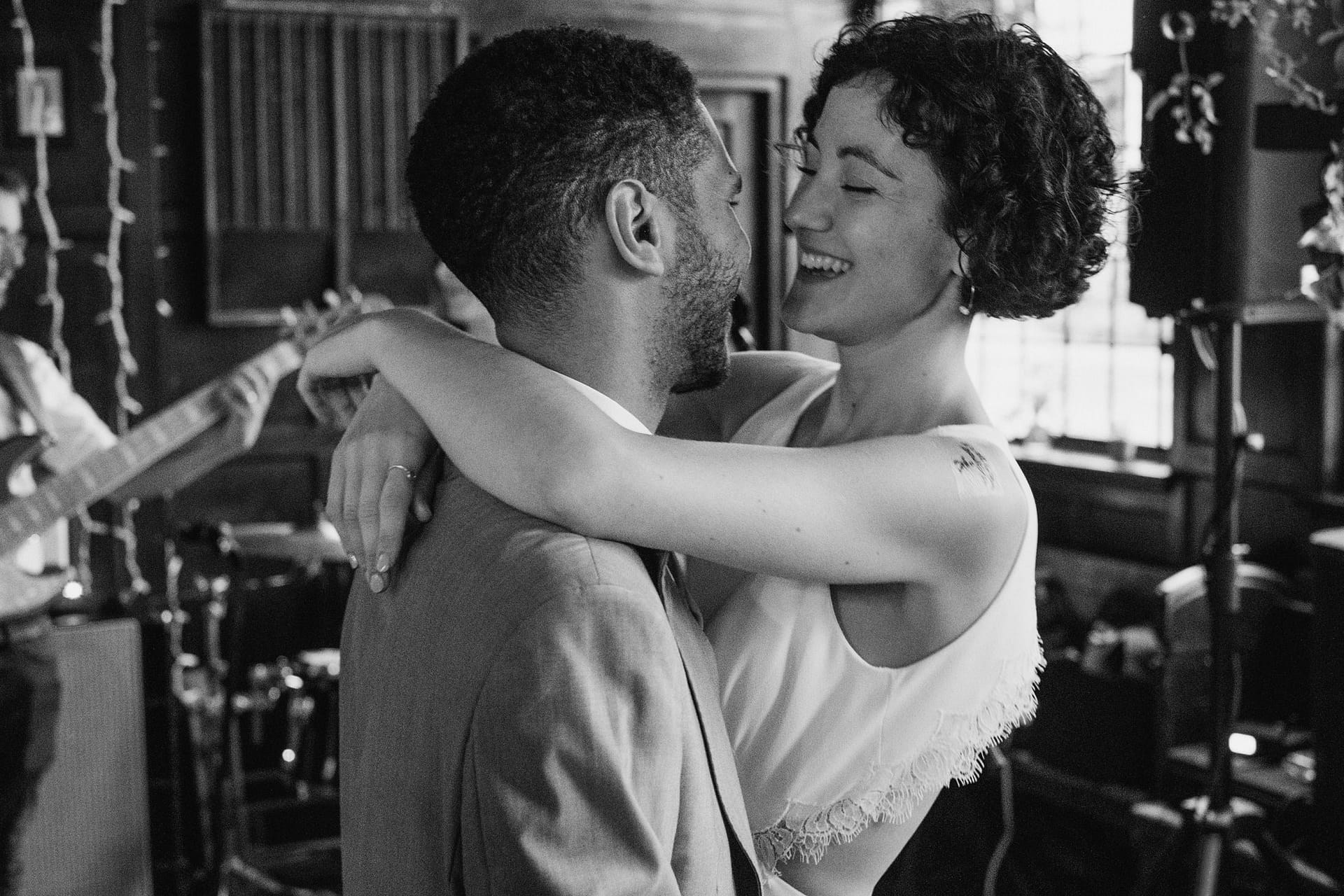 black and white first dance at Prince Albert pub in london