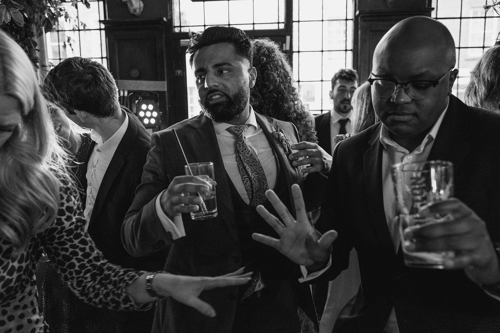wedding guests at Prince Albert pub in Camden