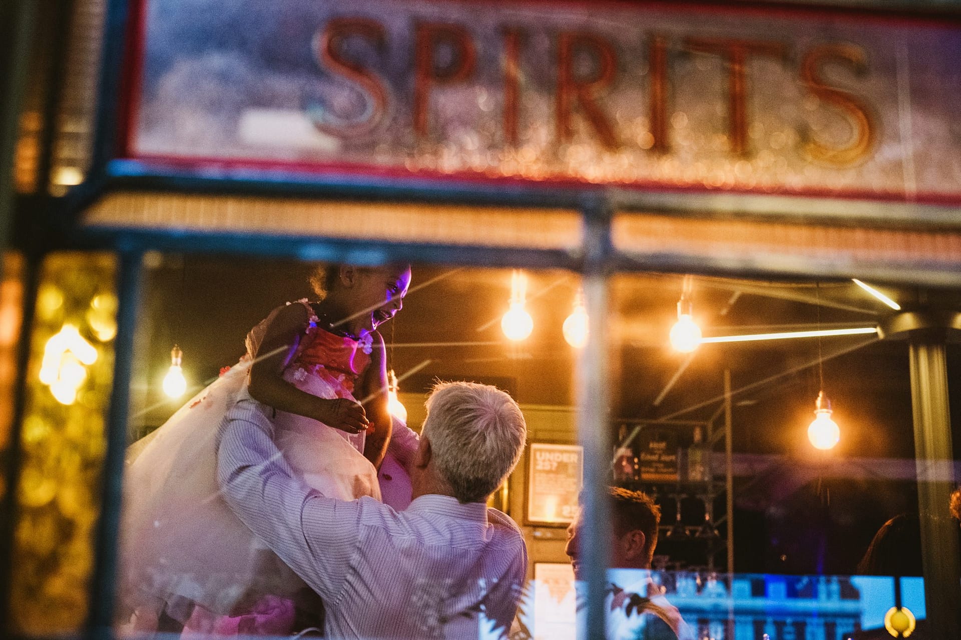 flower girl up in the air at Prince Albert pub in Camden