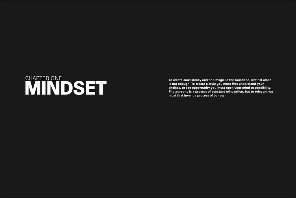 "Mindset" Chapter heading from wedding photography workshop book "Is This Something?"
