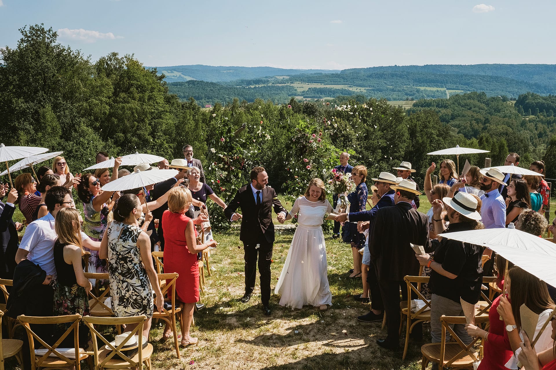 Bride & Groom walk down the aisle at Villa Love, Krakow