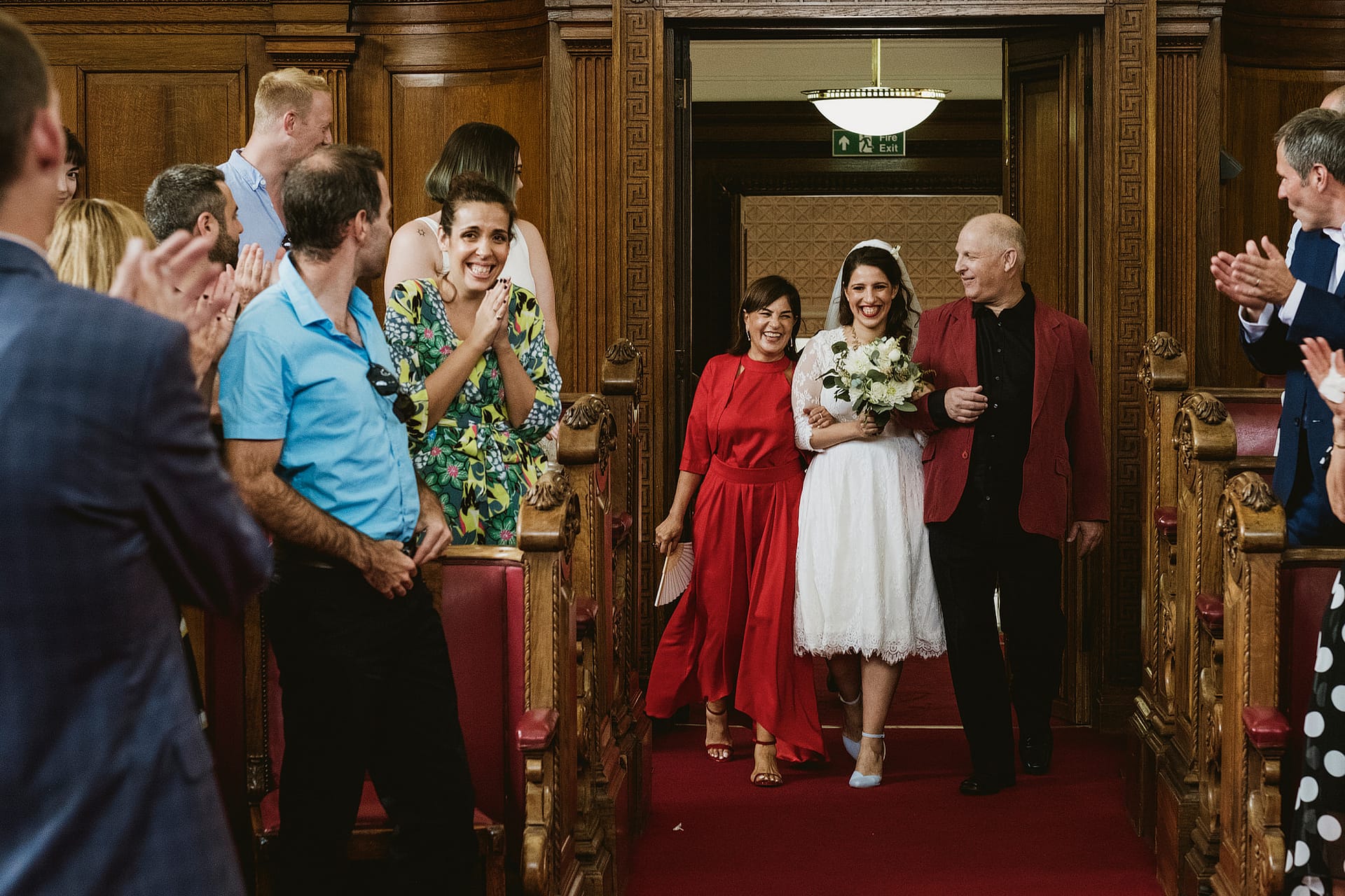 Bride entrance Islington Town Hall wedding photograph
