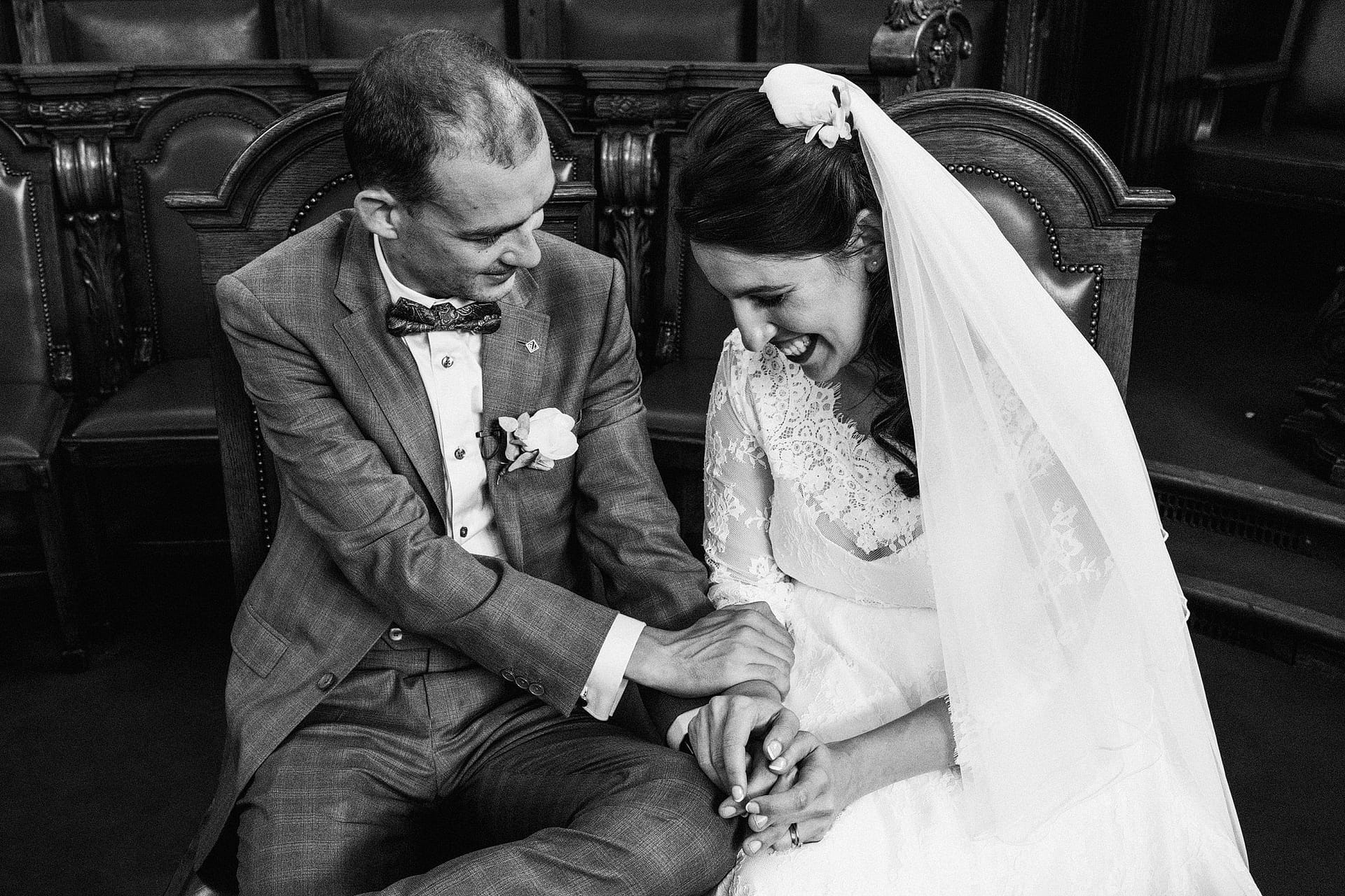 Bride and groom emotional moment