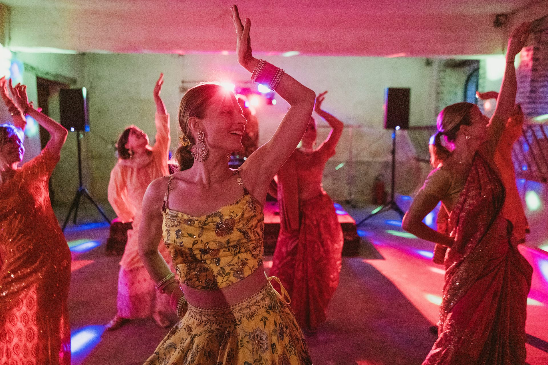 Bride dancing at her Chateau du Fey in France wedding reception