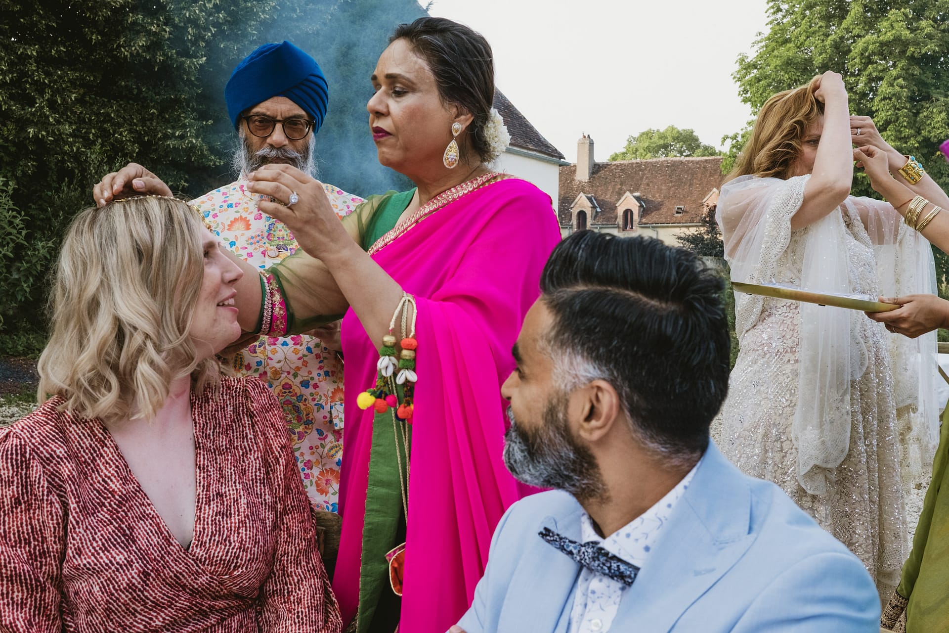 Wedding guests at Chateau du Fey in France