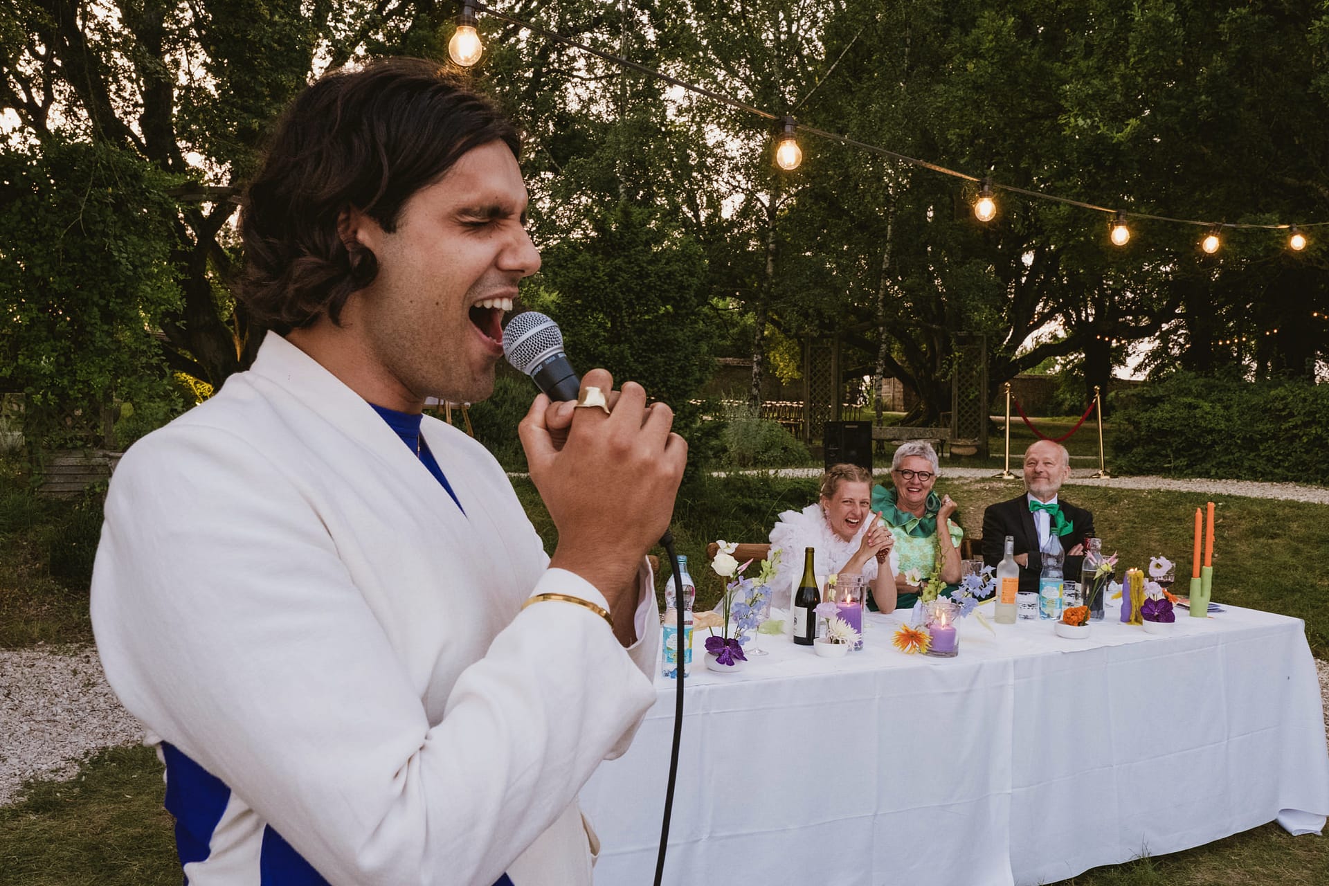 the groom's hilarious speech at the wedding venue Chateau du Fey