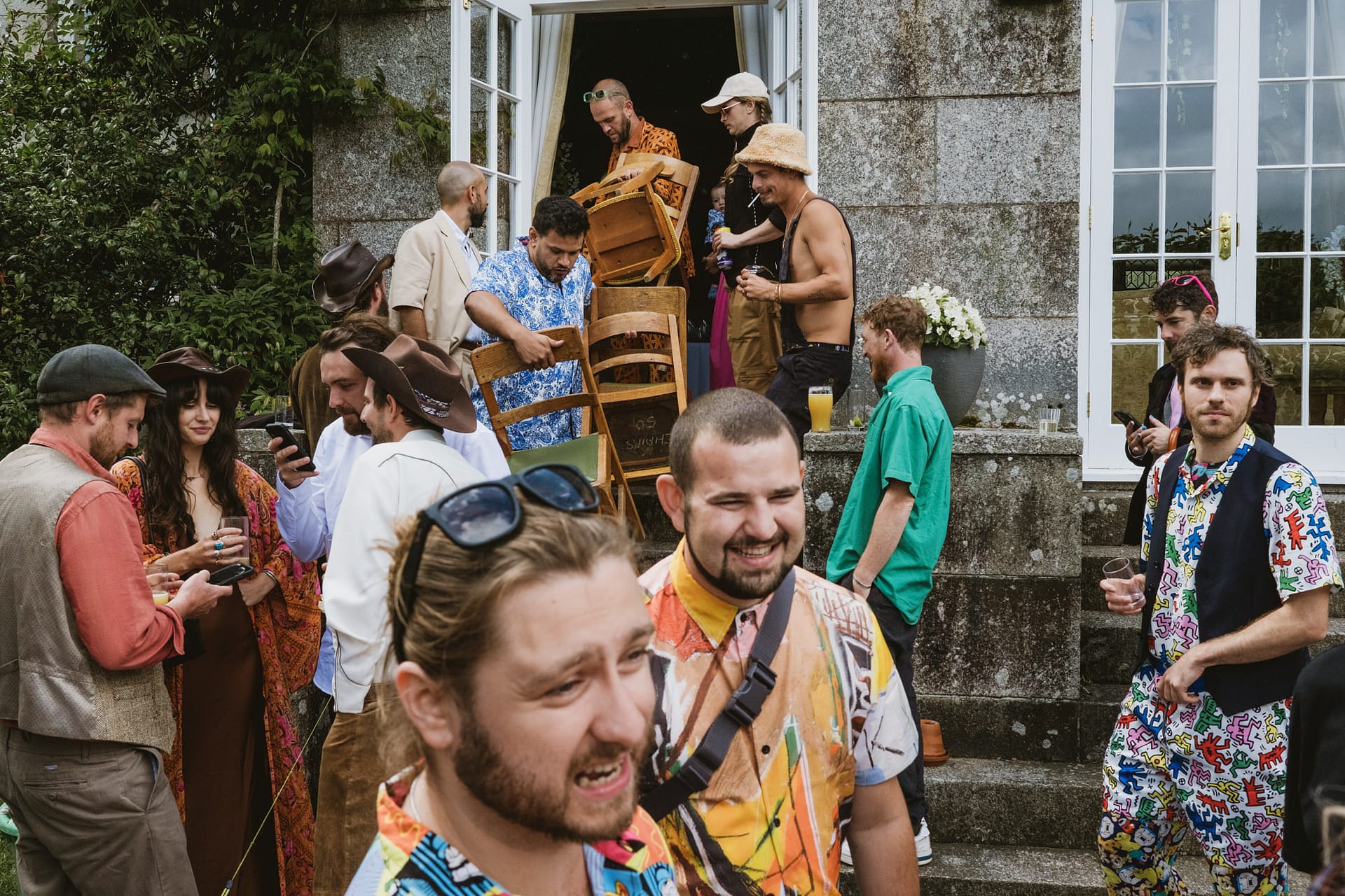 Group of people at outdoor summer party