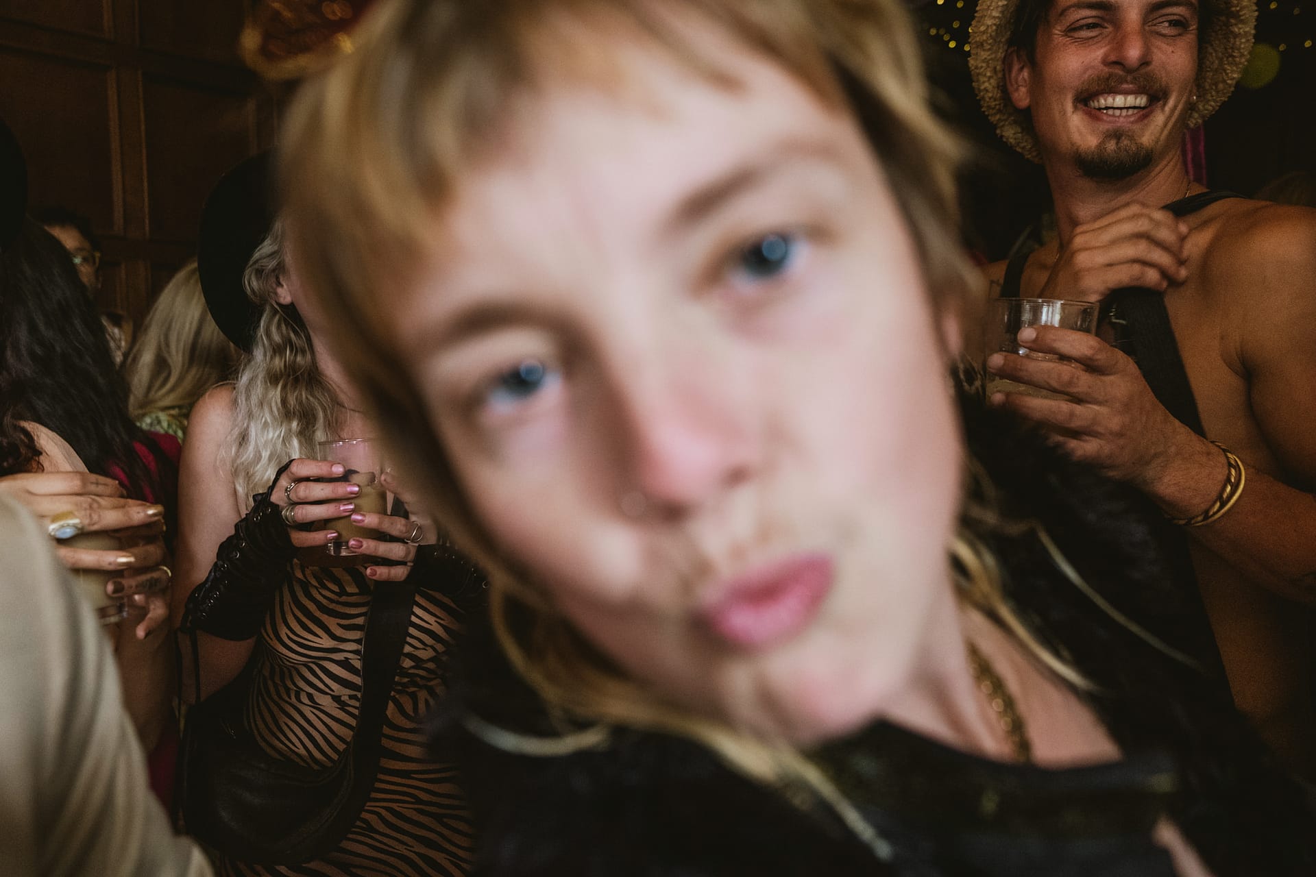 Party attendees in fun costumes