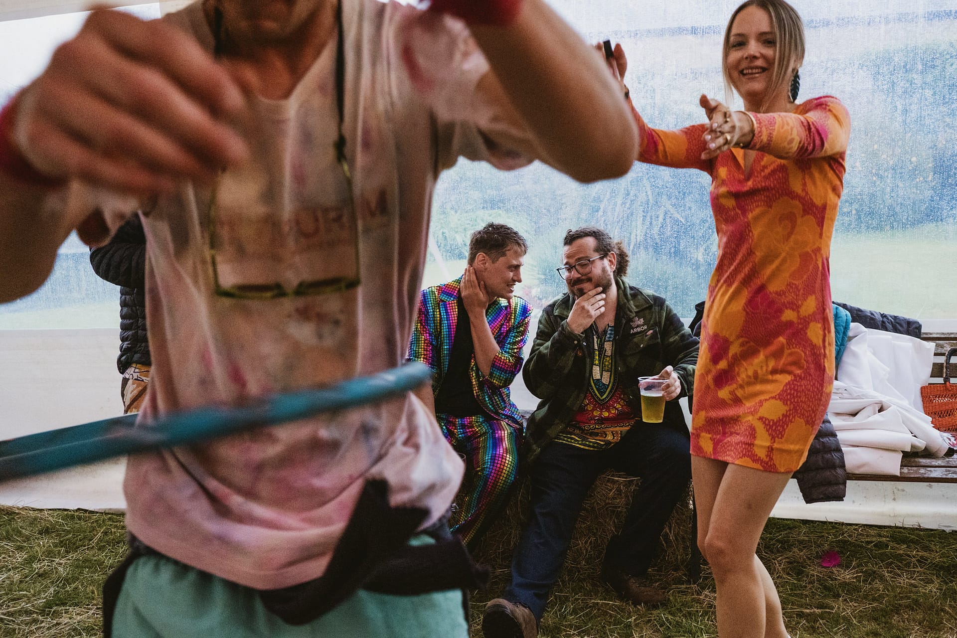 People dancing at a lively festival