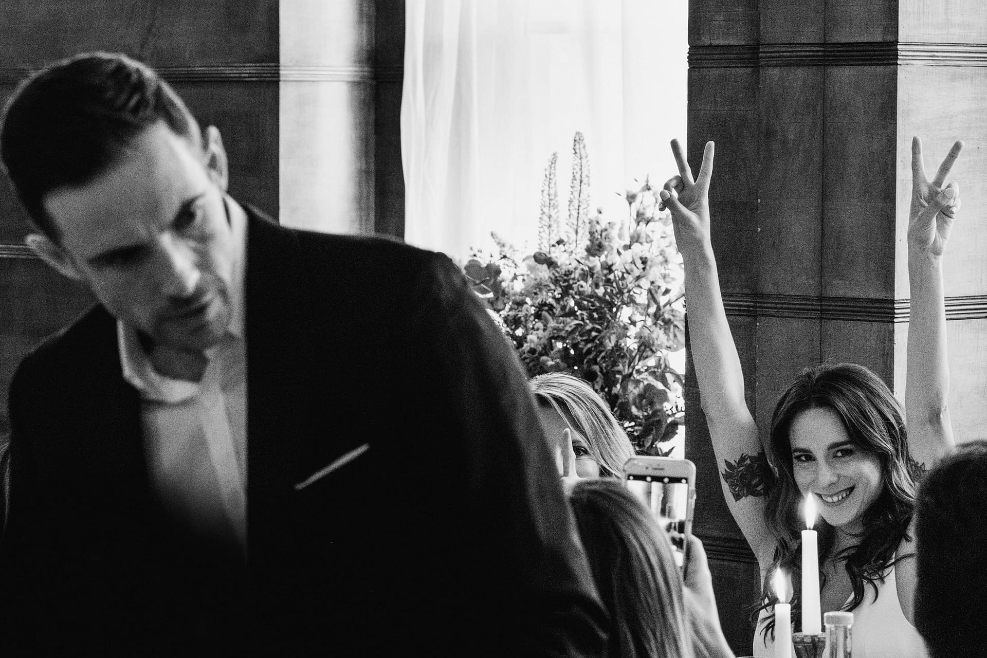 Town Hall Hotel London bride and groom