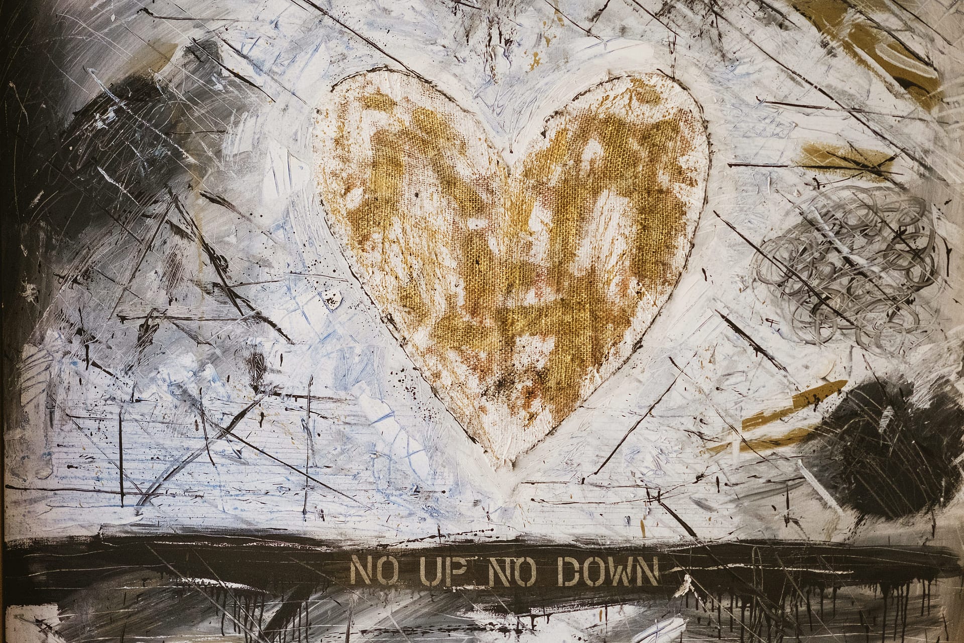 Abstract heart with text 'No Up No Down'