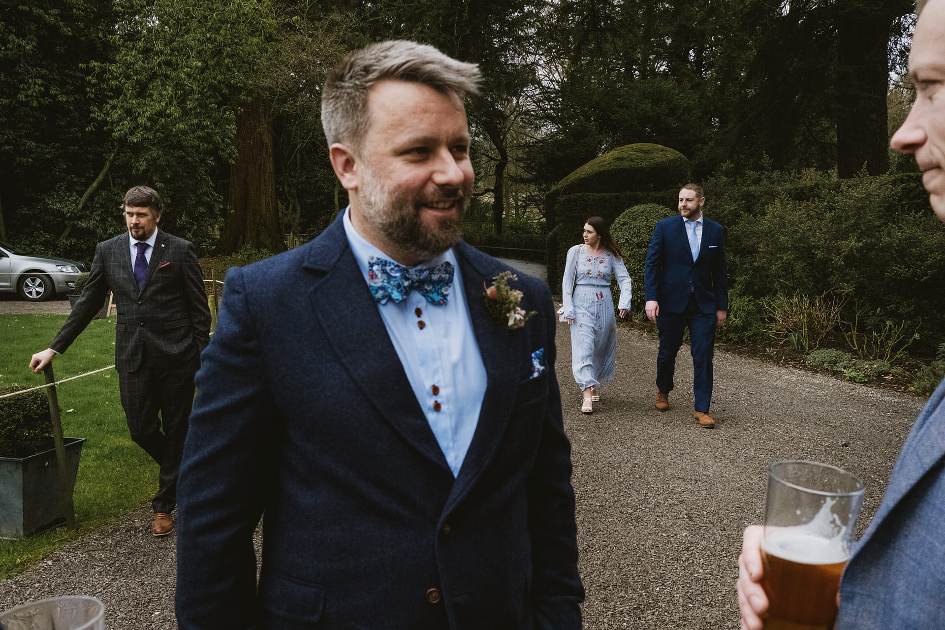 Group of people in formal wear outside