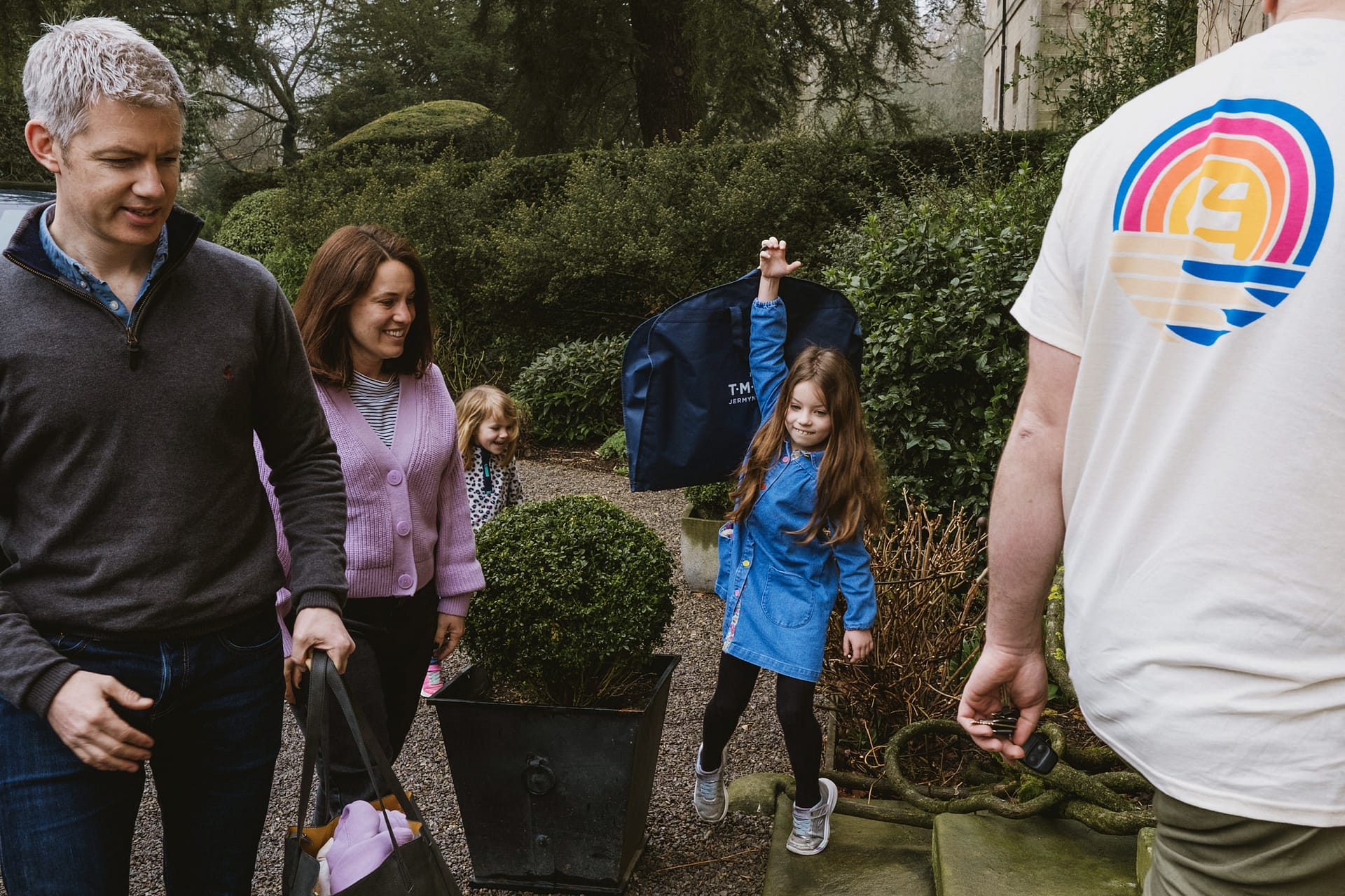 Family enjoying day outdoors in garden