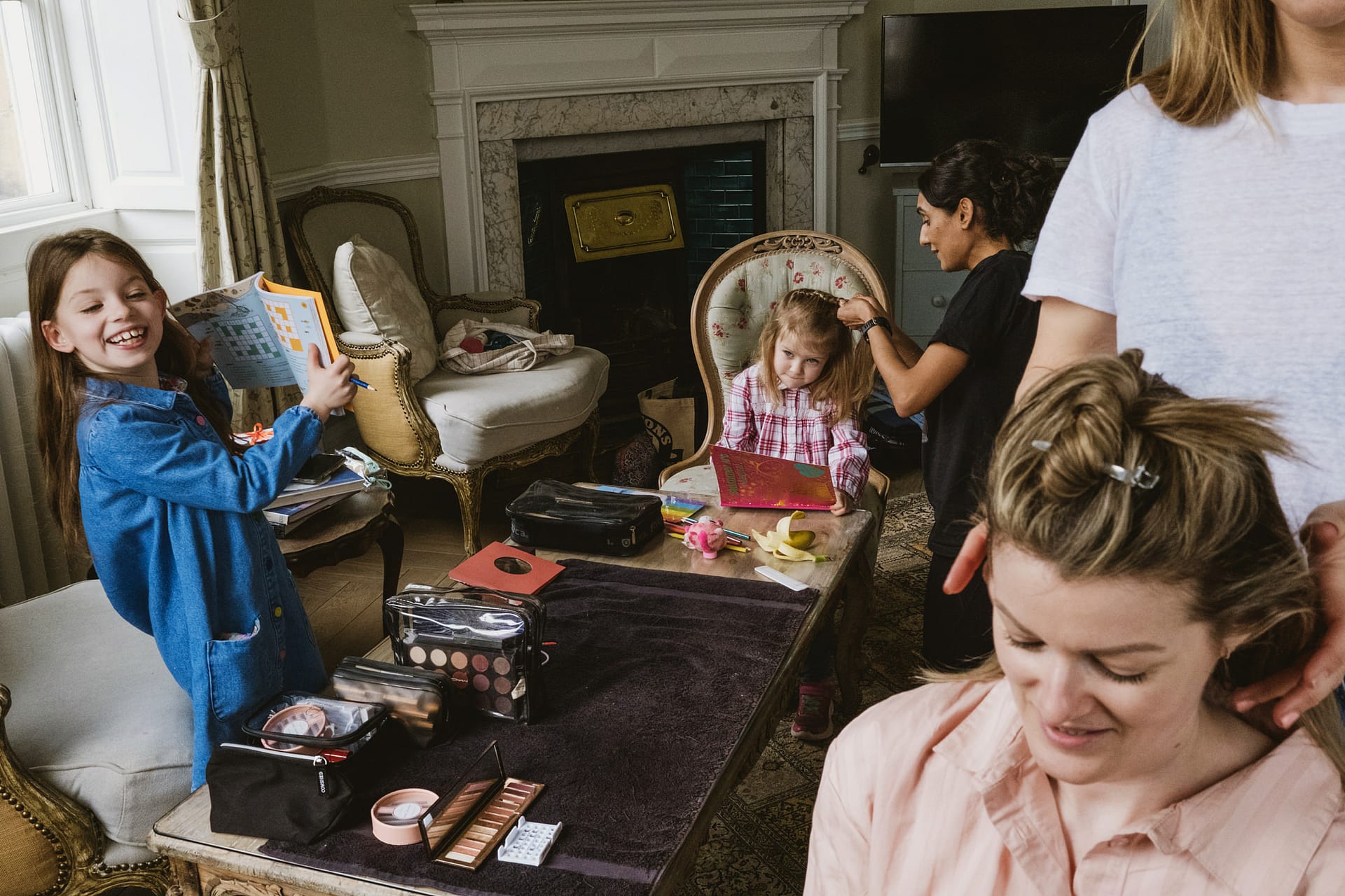 Children enjoying a playful indoor gathering