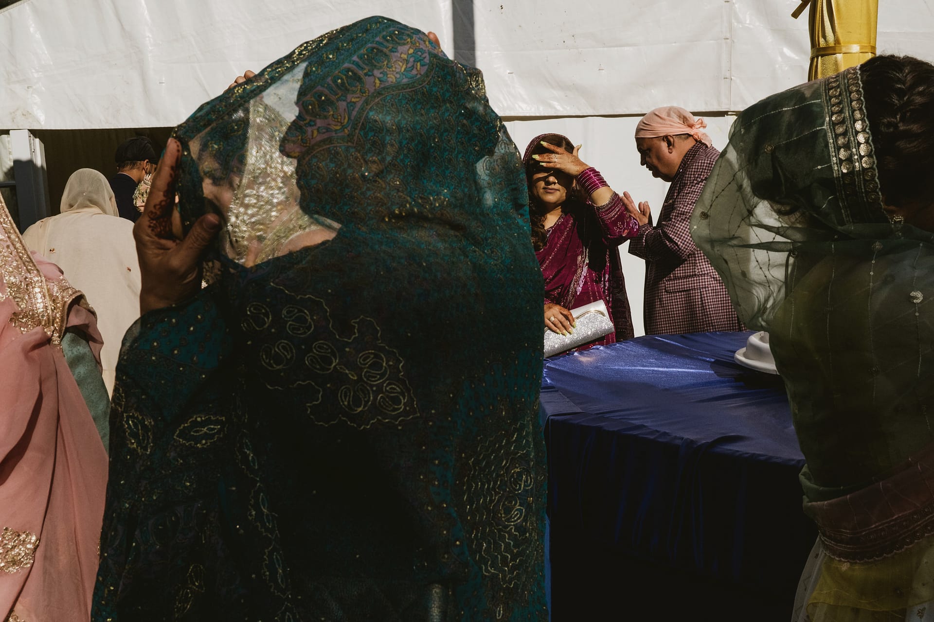 Group of people in colourful traditional clothing