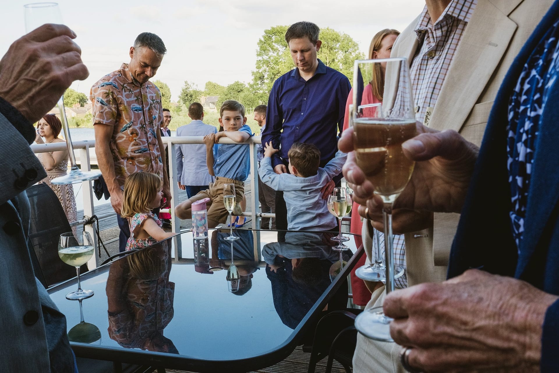 West Reservoir Centre wedding reception, wedding guests drinking