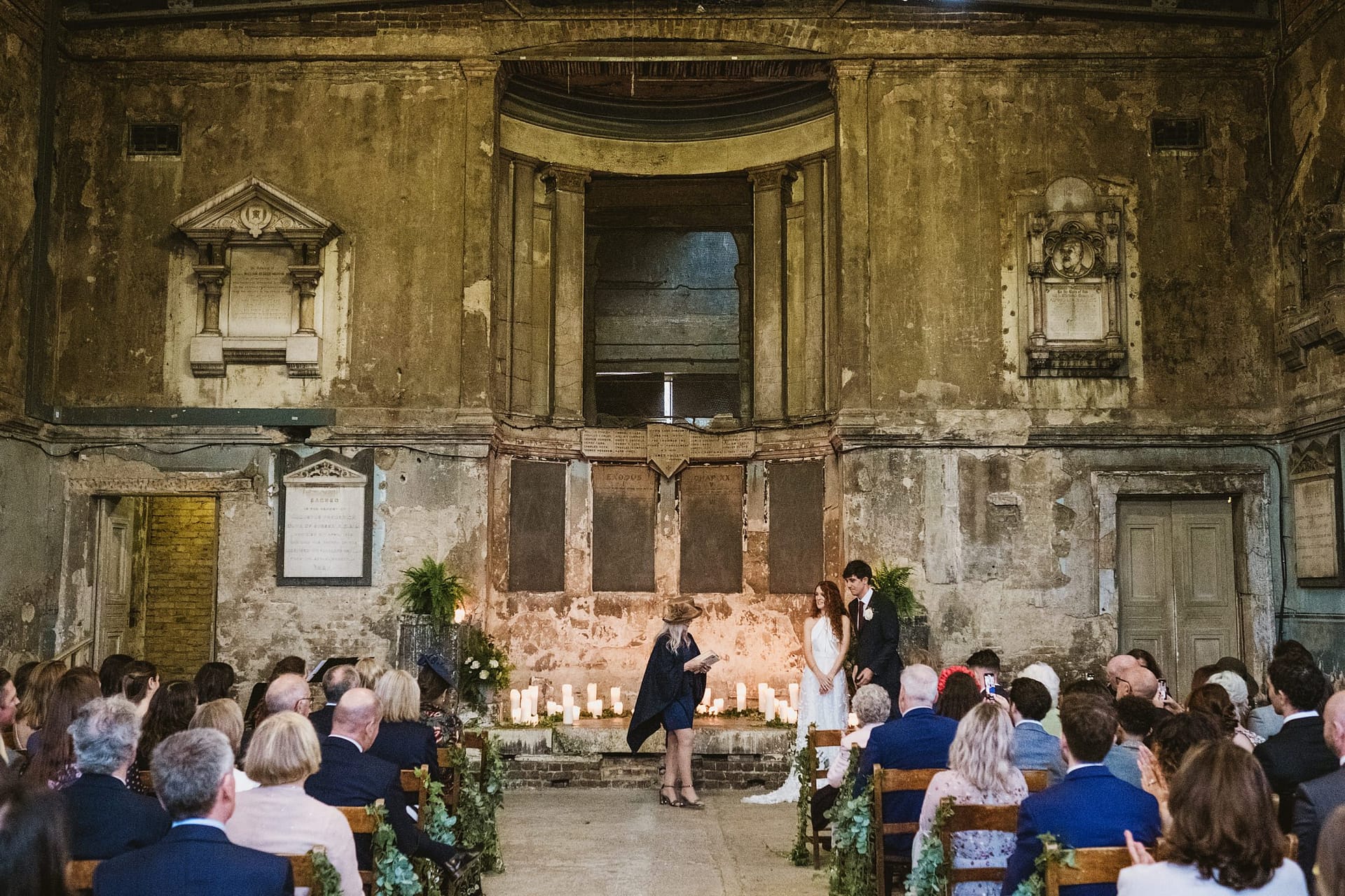 bride and groom at asylum chapel