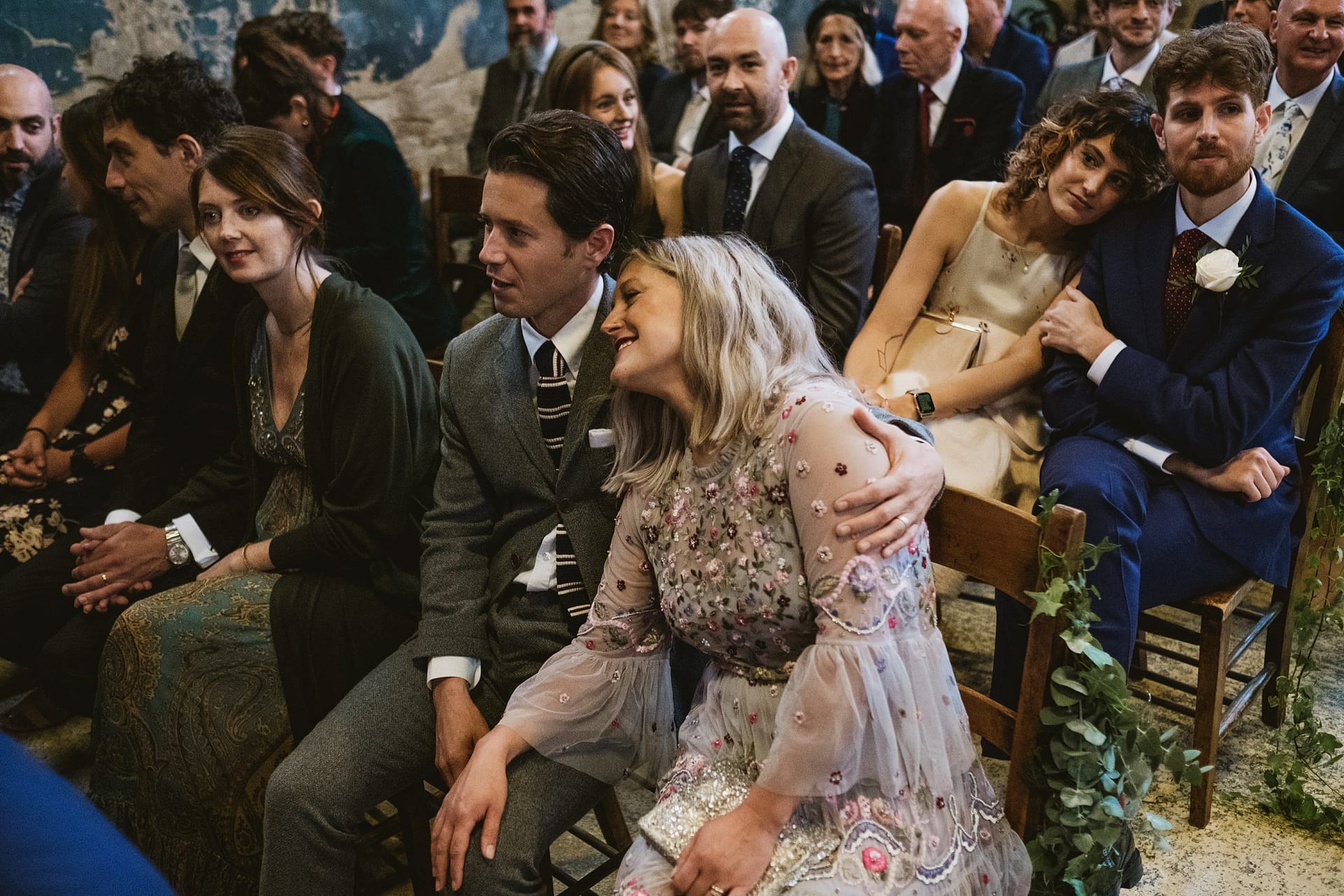 wedding guests during the ceremony at asylum chapel