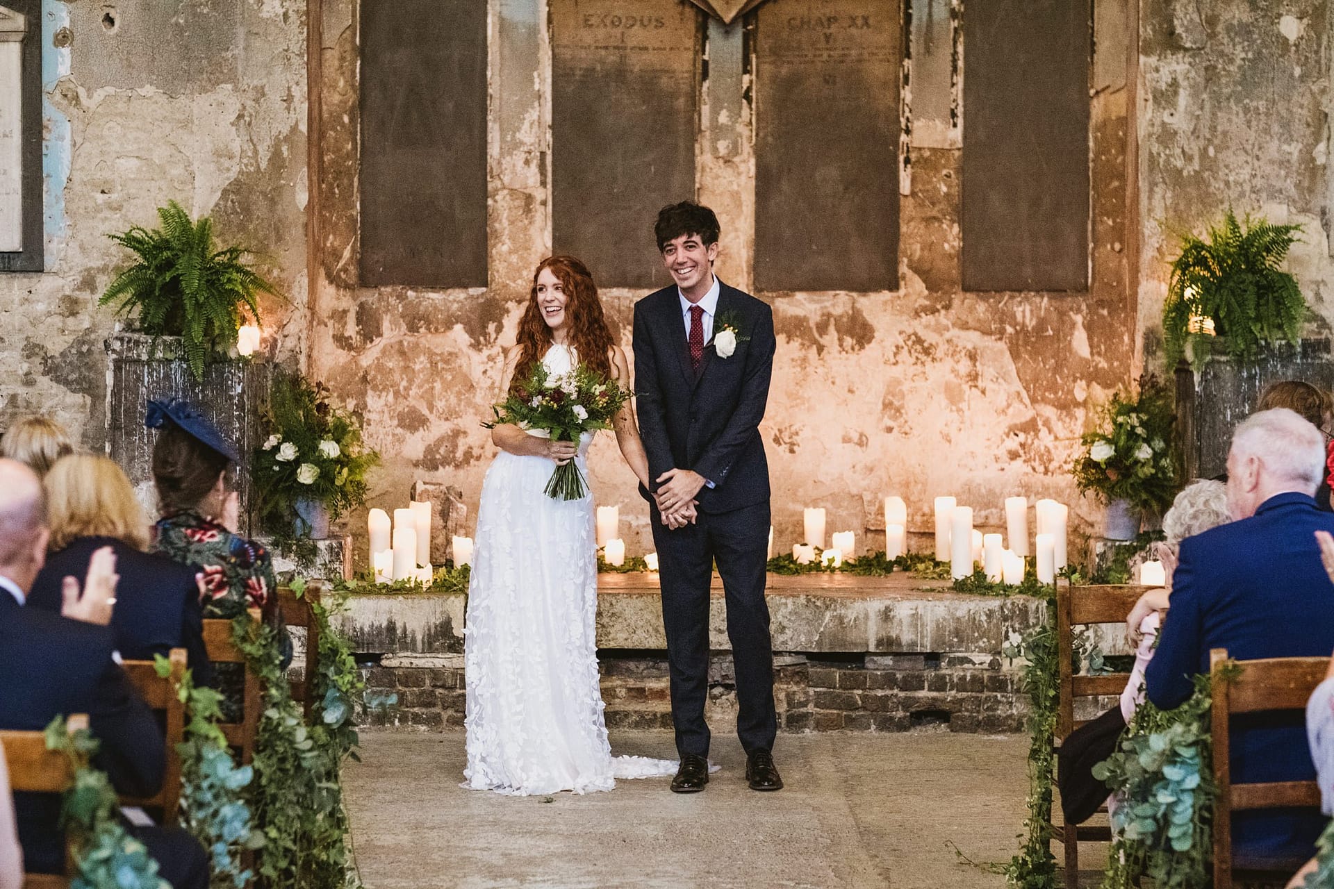 bride and groom at asylum chapel