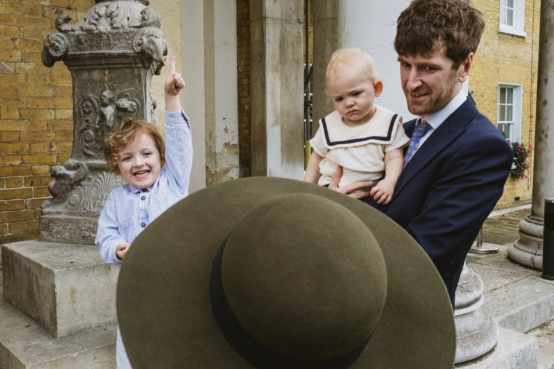 wedding guests outside the asylum chapel