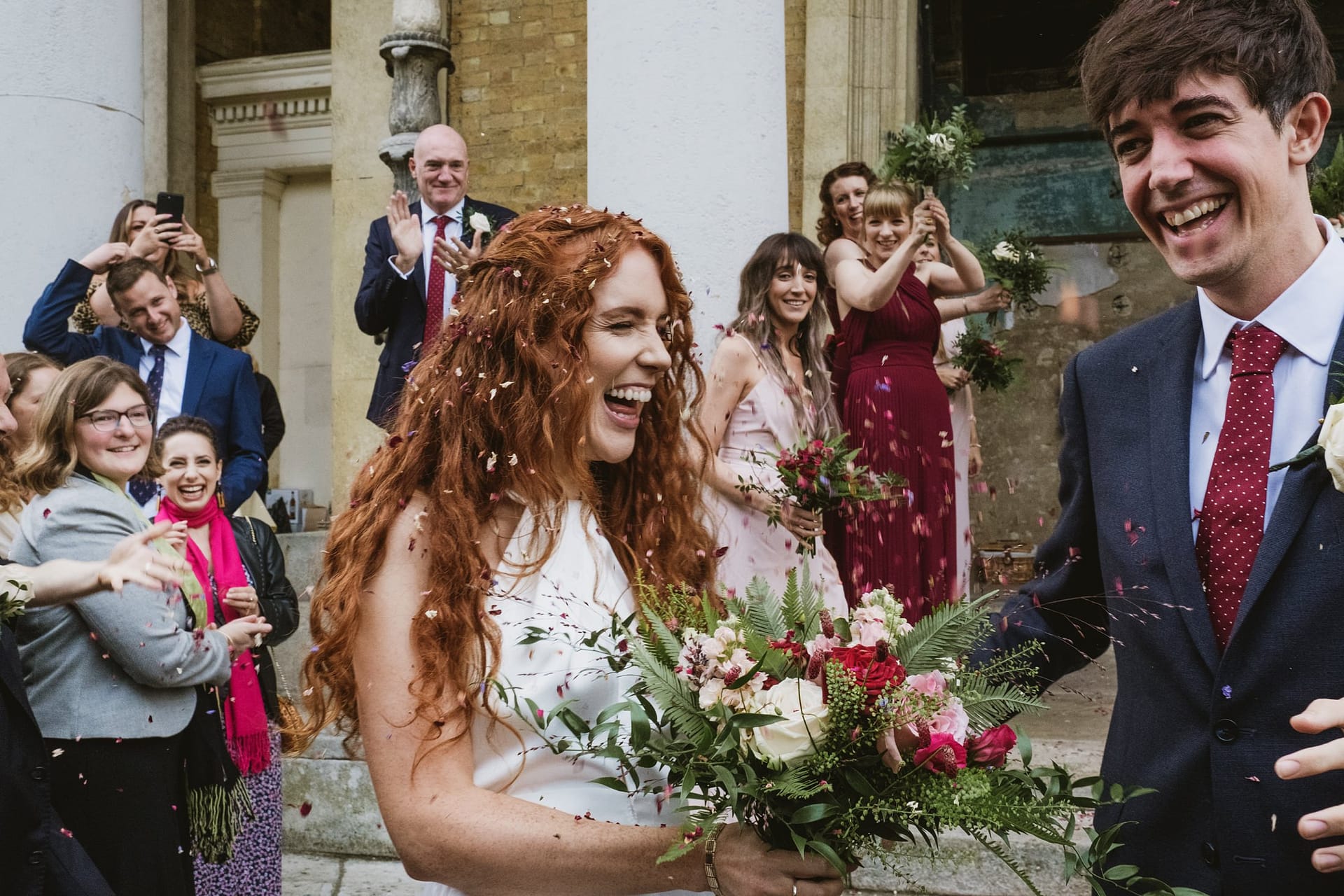 bride and groom confetti at asylum chapel