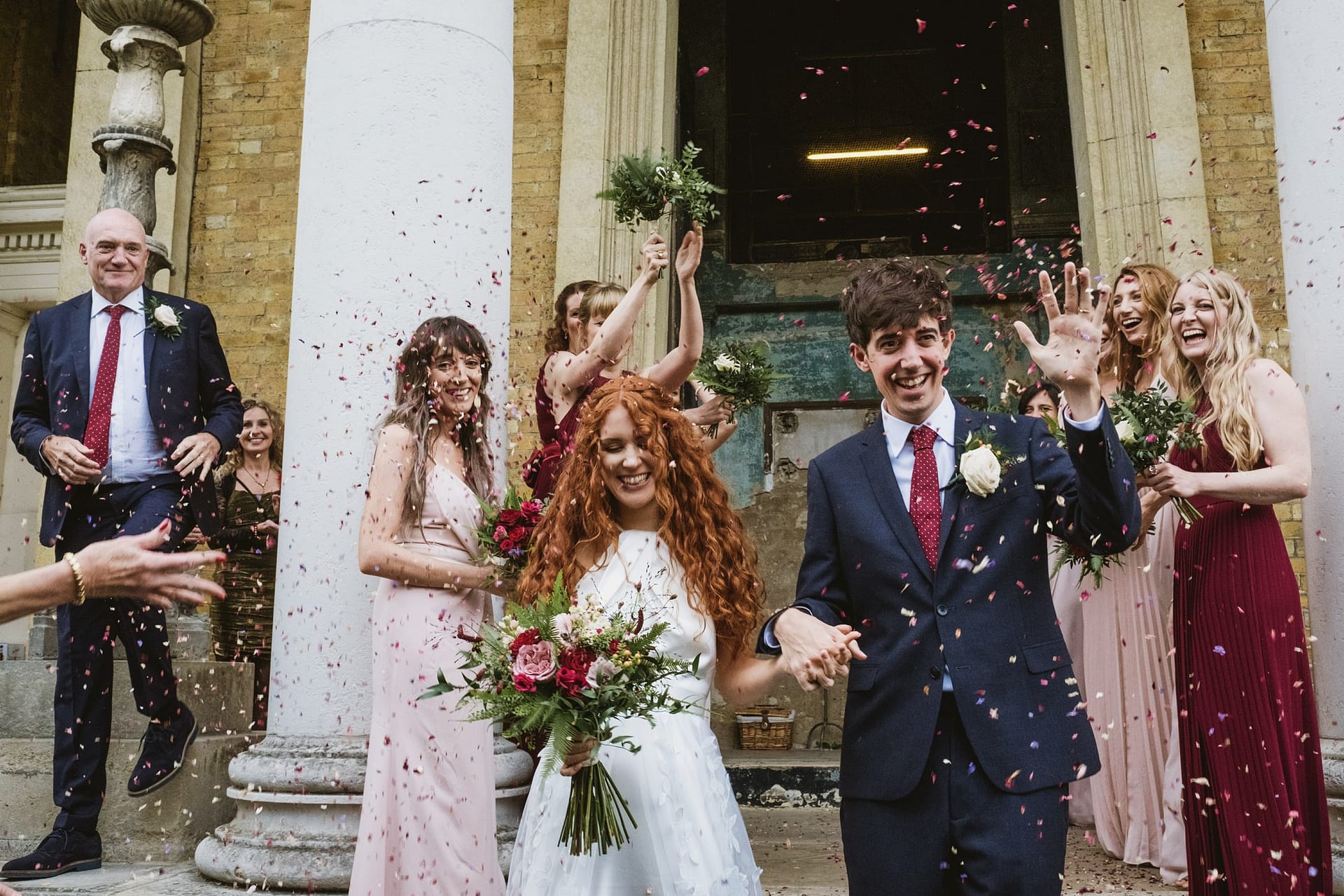 bride and groom confetti at asylum chapel