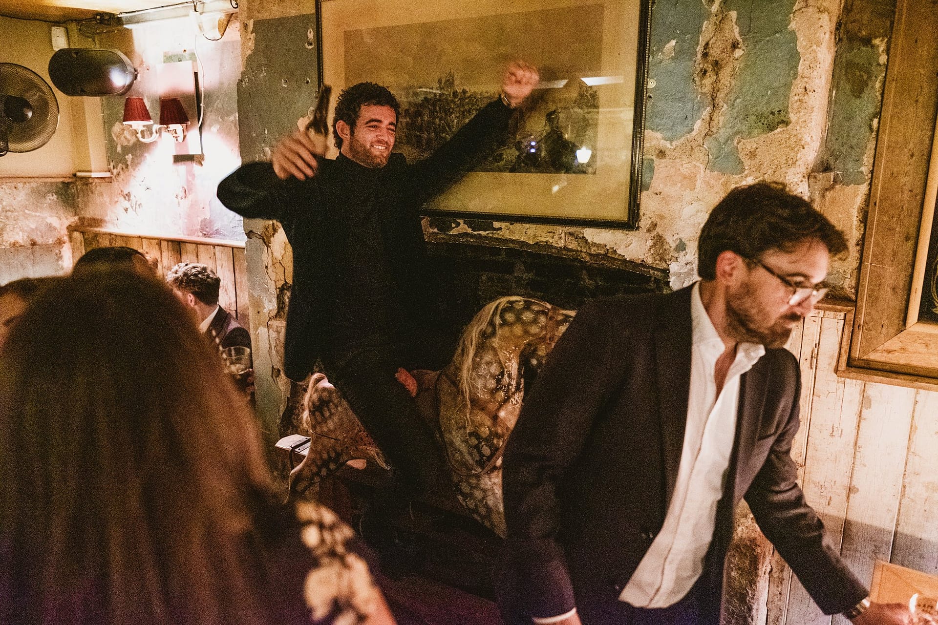 brunswick house wedding guest on a rocking horse