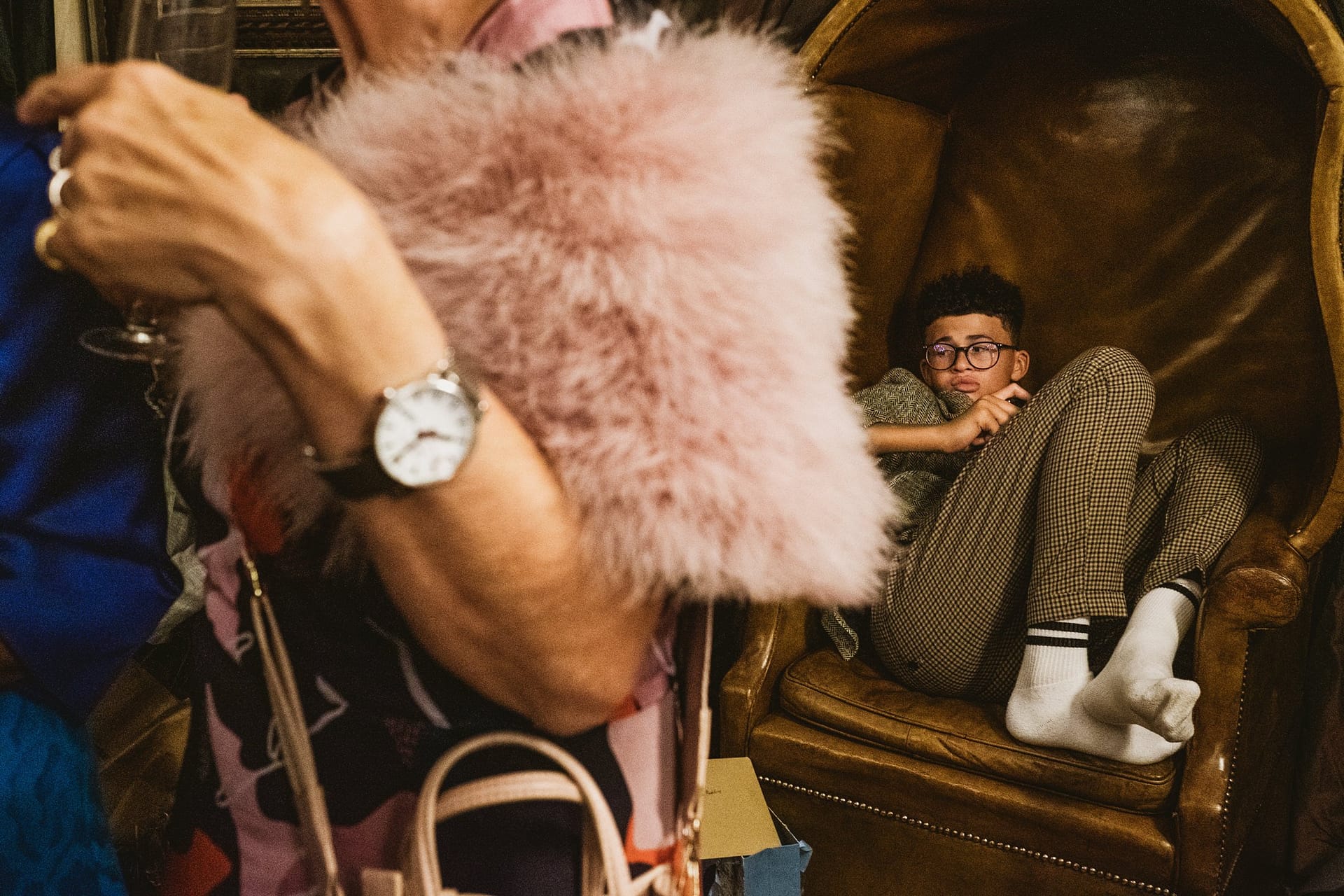 bored teenager at brunswick house wedding reception