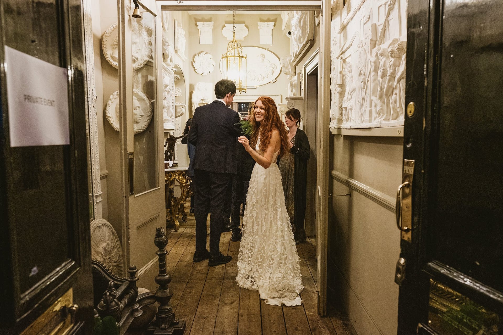 bride and groom arriving at brunswick house