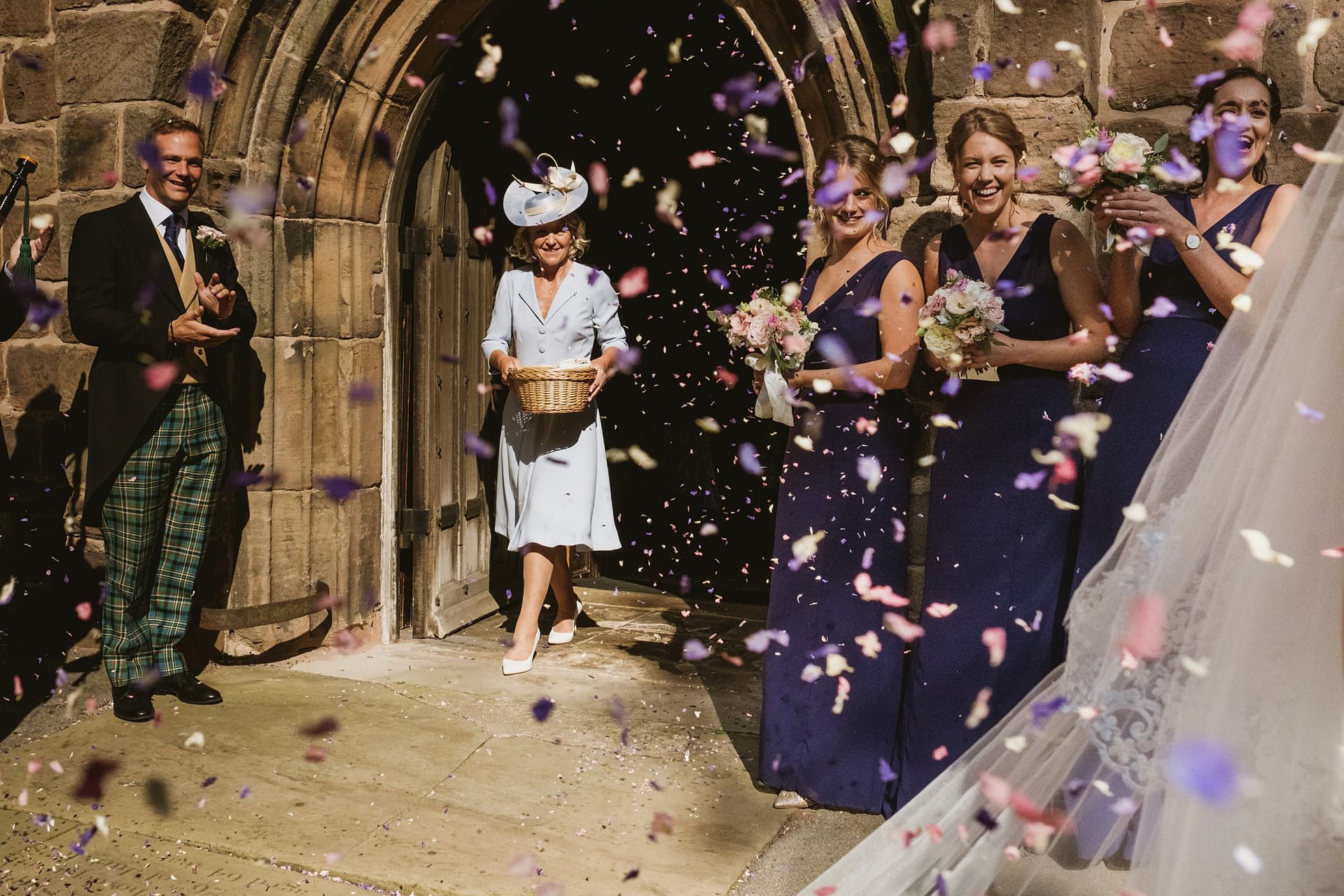 church confetti with guests