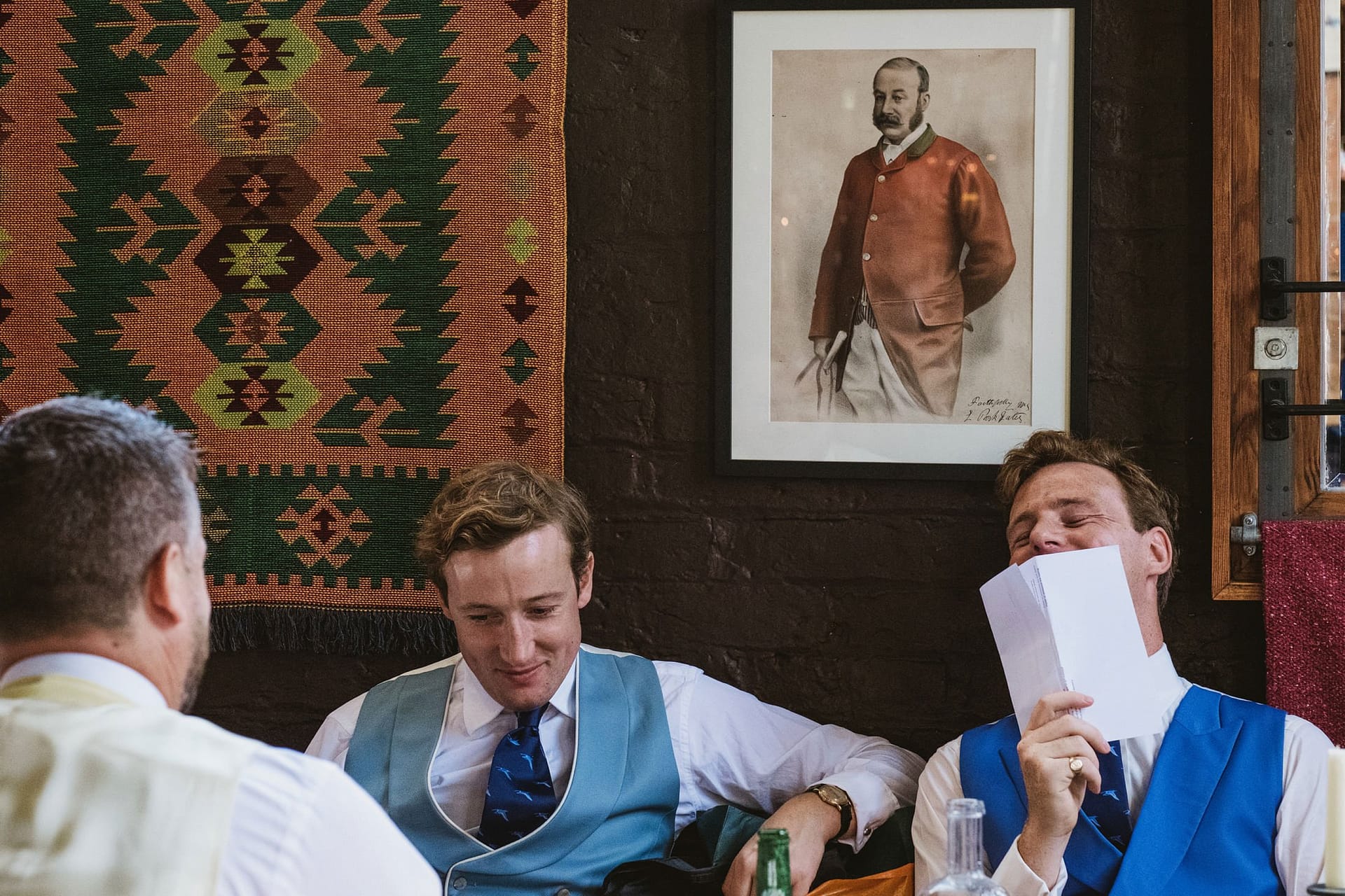 groom and groomsmen at pub in Cheshire