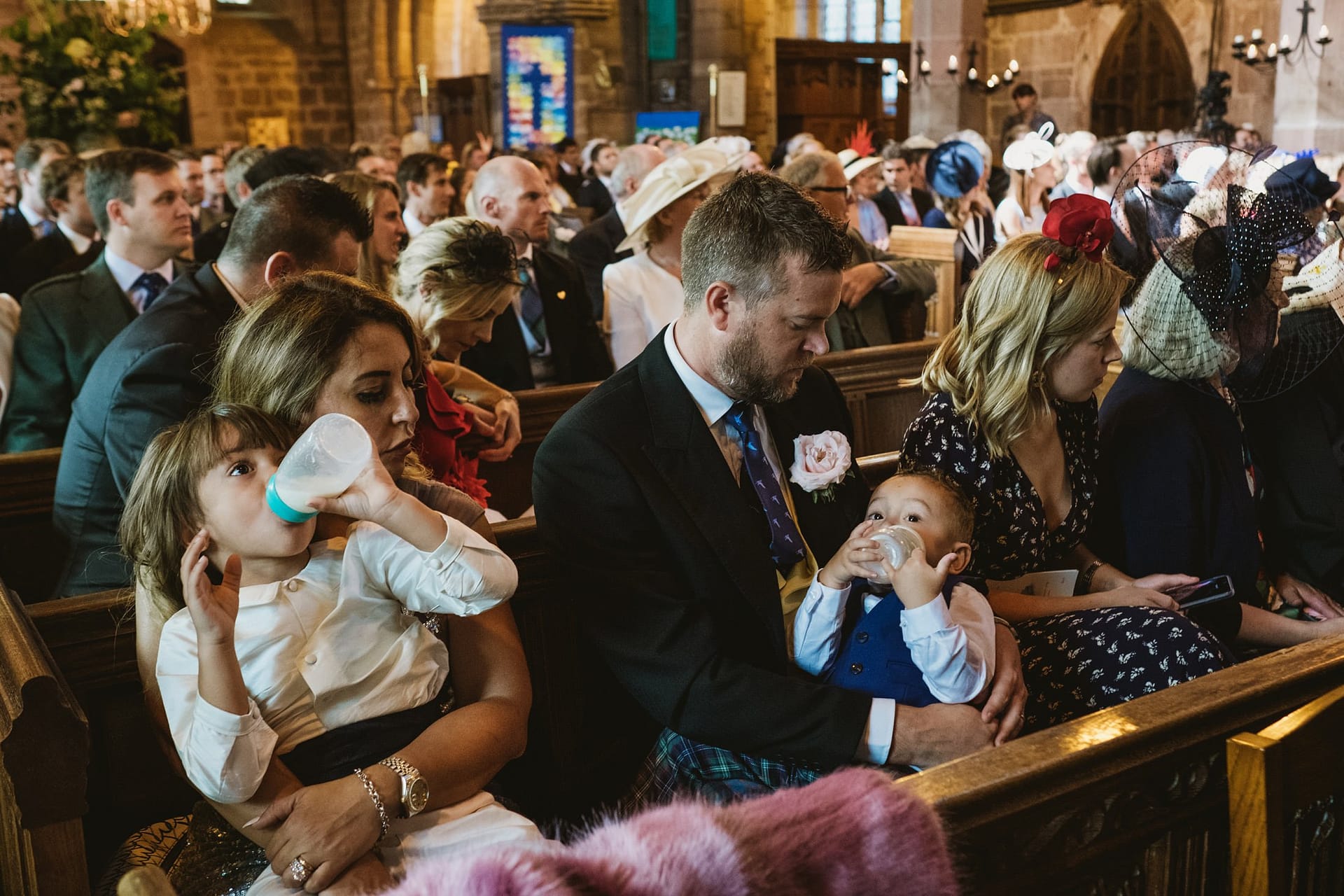 Wedding guests during the service