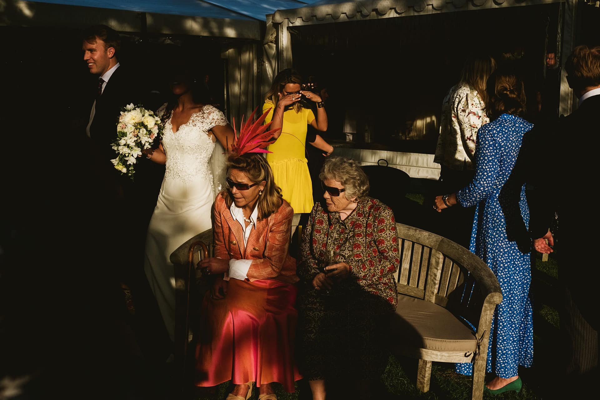 wedding reception in sunlight