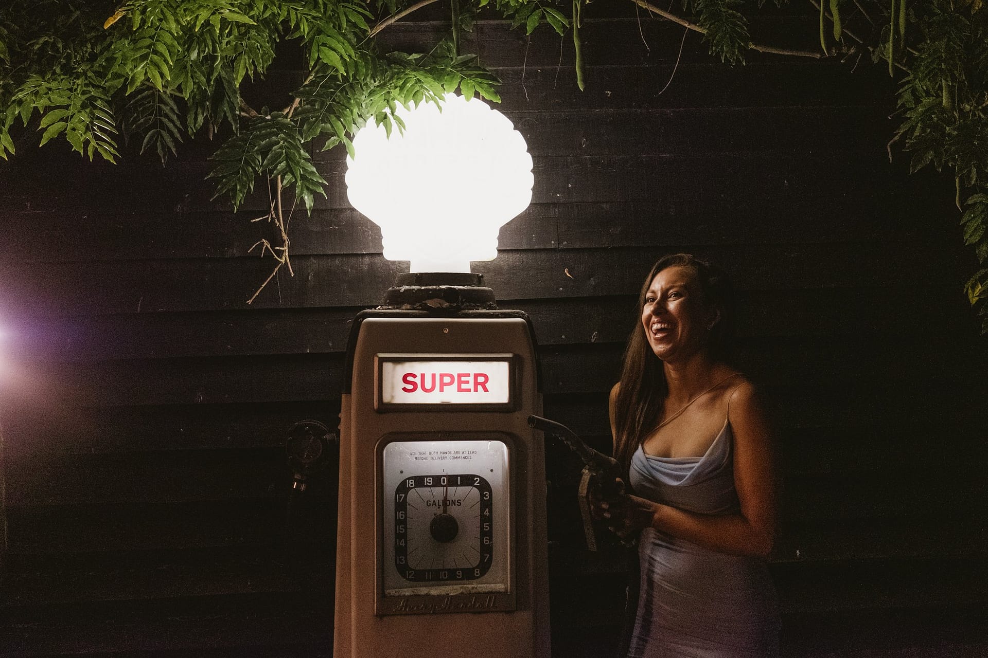 wedding guest next to a prop at high billinghurst farm