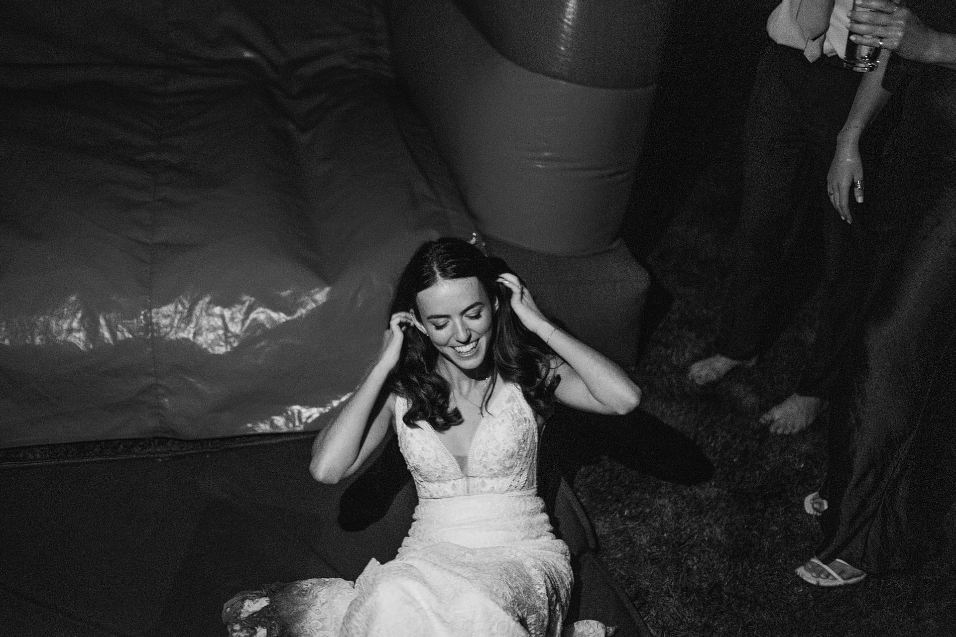 bride on the bouncing castle at high billinghurst farm