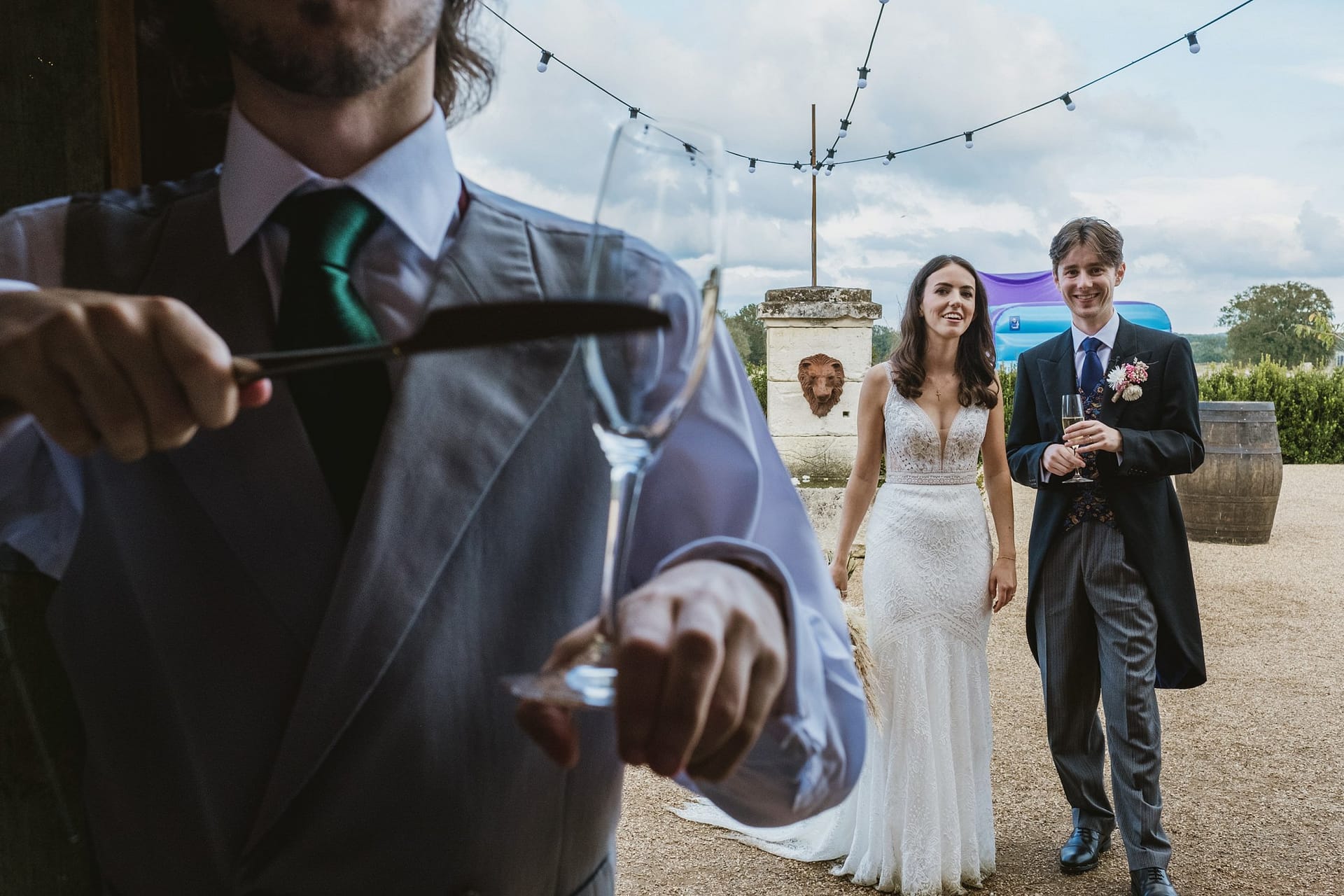 bride and groom's wedding entrance at high billinghurst farm