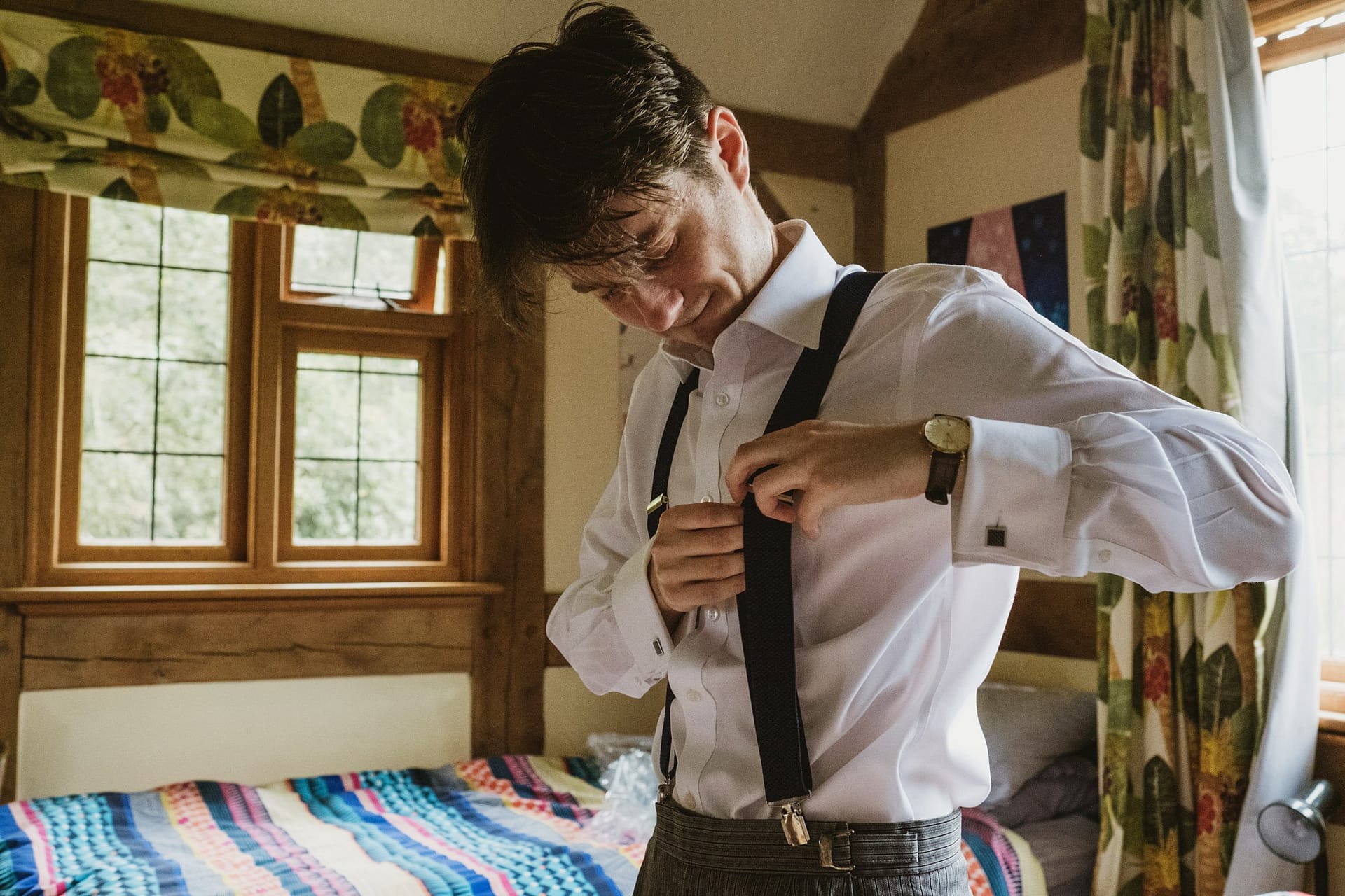 groom preparations in his family home in surrey