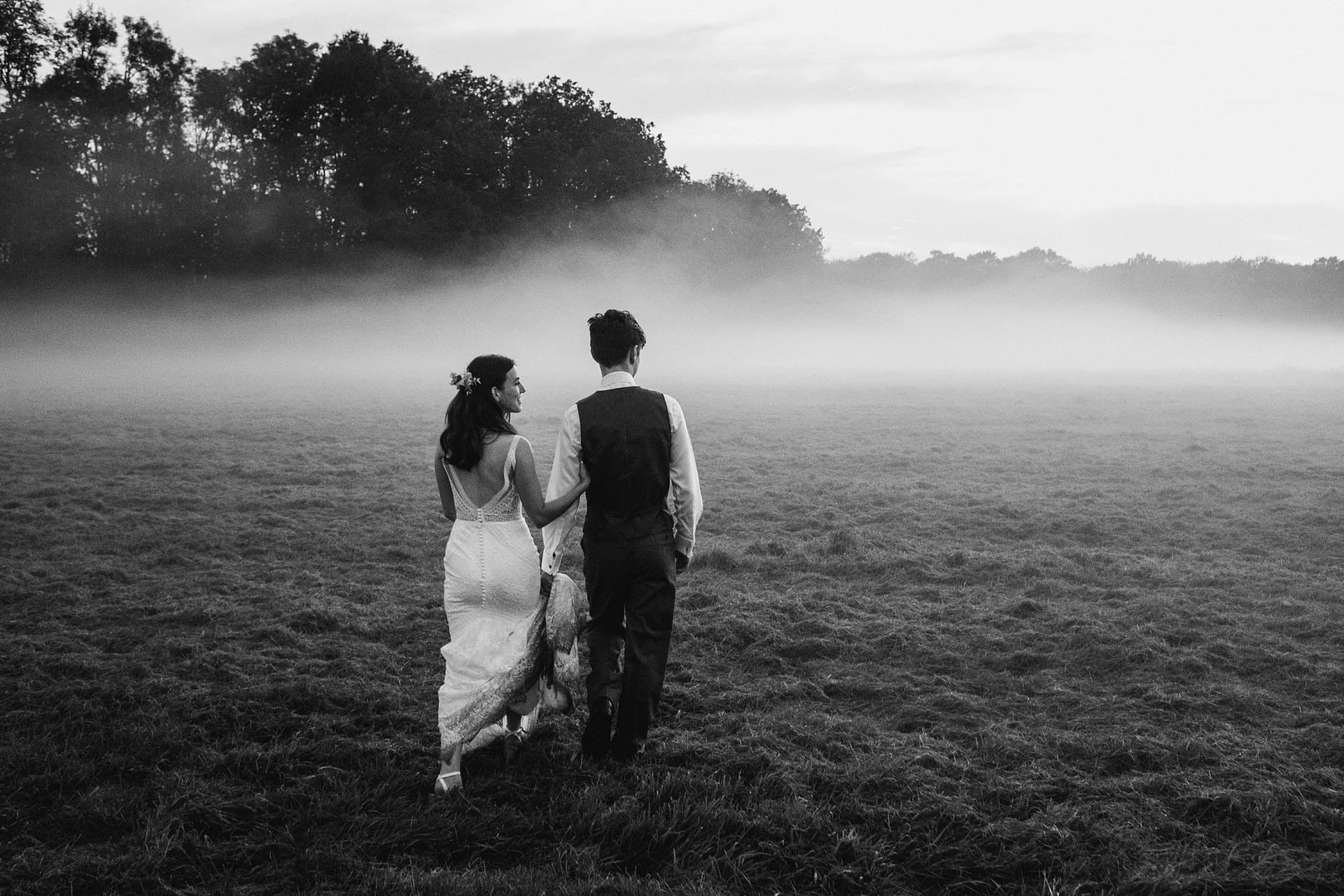black and white wedding portrait at high billinghurst farm