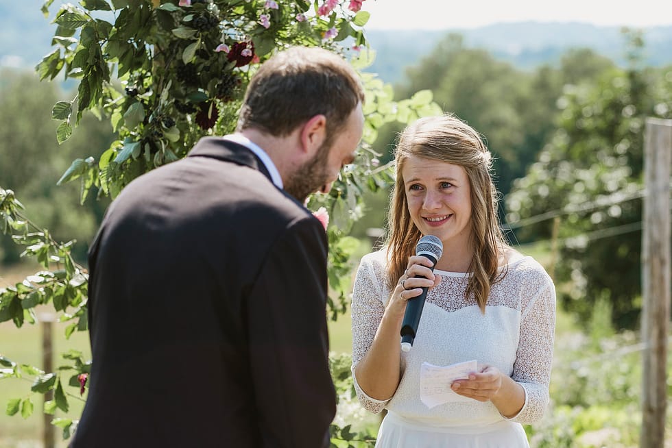 Bride and groom emotional vows
